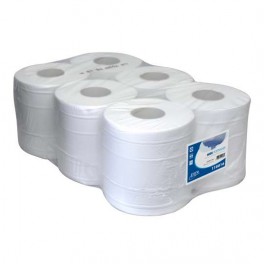 Papierrol 1 laags recy-wit 22 cm x 30 meter. 6 rollen per verp. 9600.000