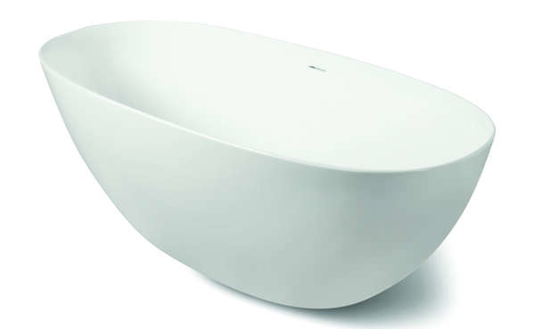 Luca Vrijstaand bad van mineral stone met overloop 170x76x57h 120kg LUVA1700 Glans wit