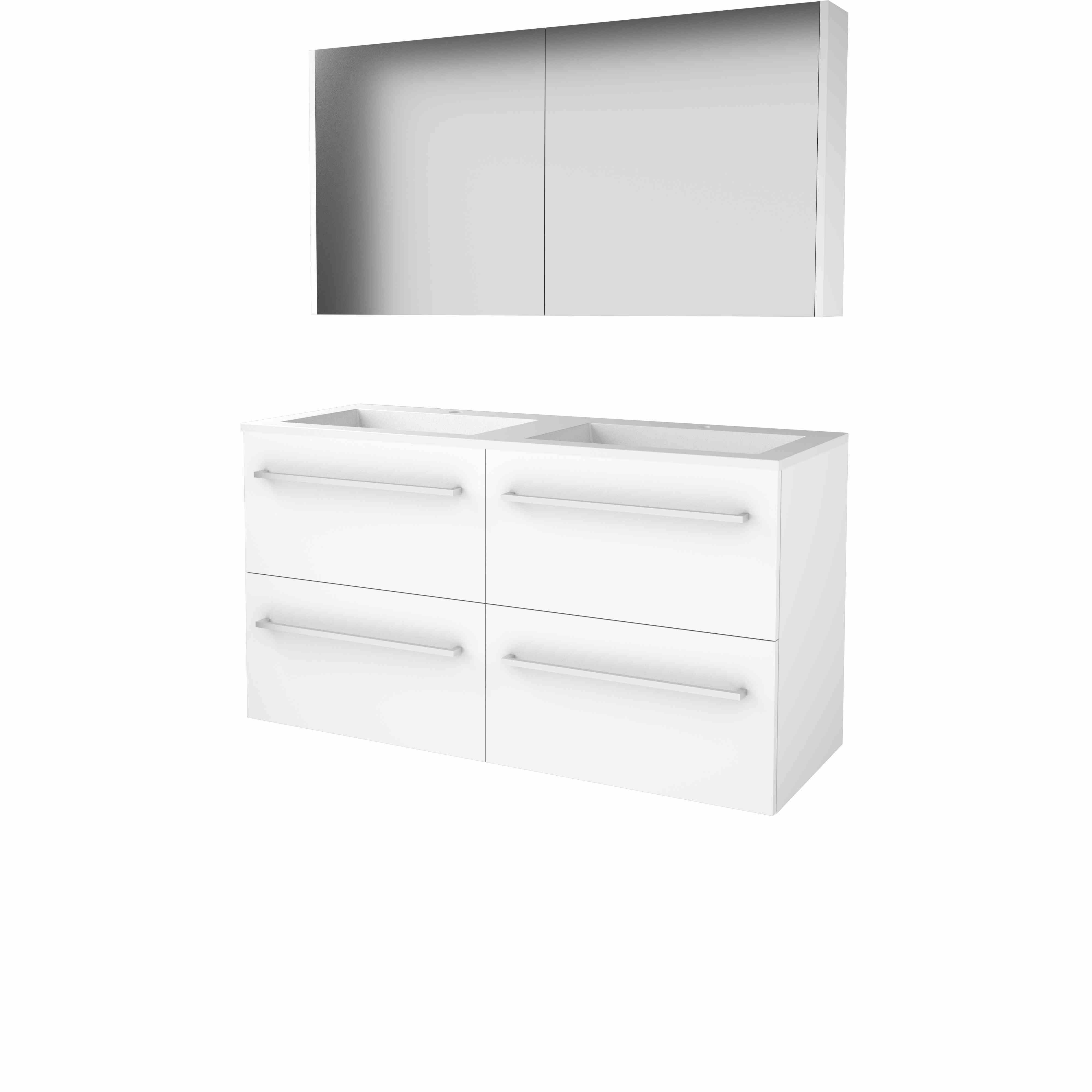 Basic Comfort 46 set 120x46cm met gr. 4 la Acryl wast. 2 krgt. incl. kast C46GR120A2IW Ice White