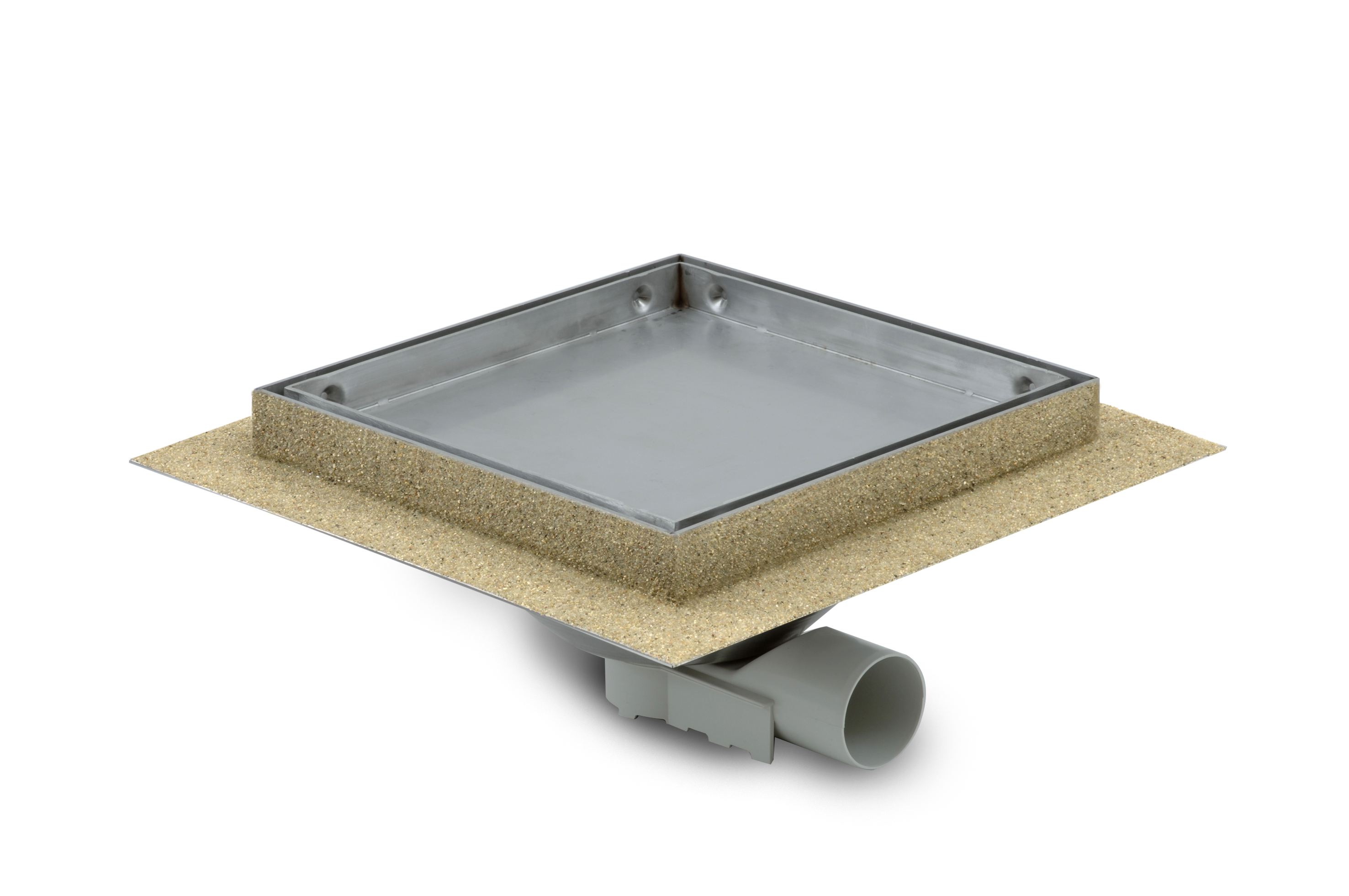 Aquaberg RVS put m/RVS deksel zij-uitlaat 484015 15x15cm