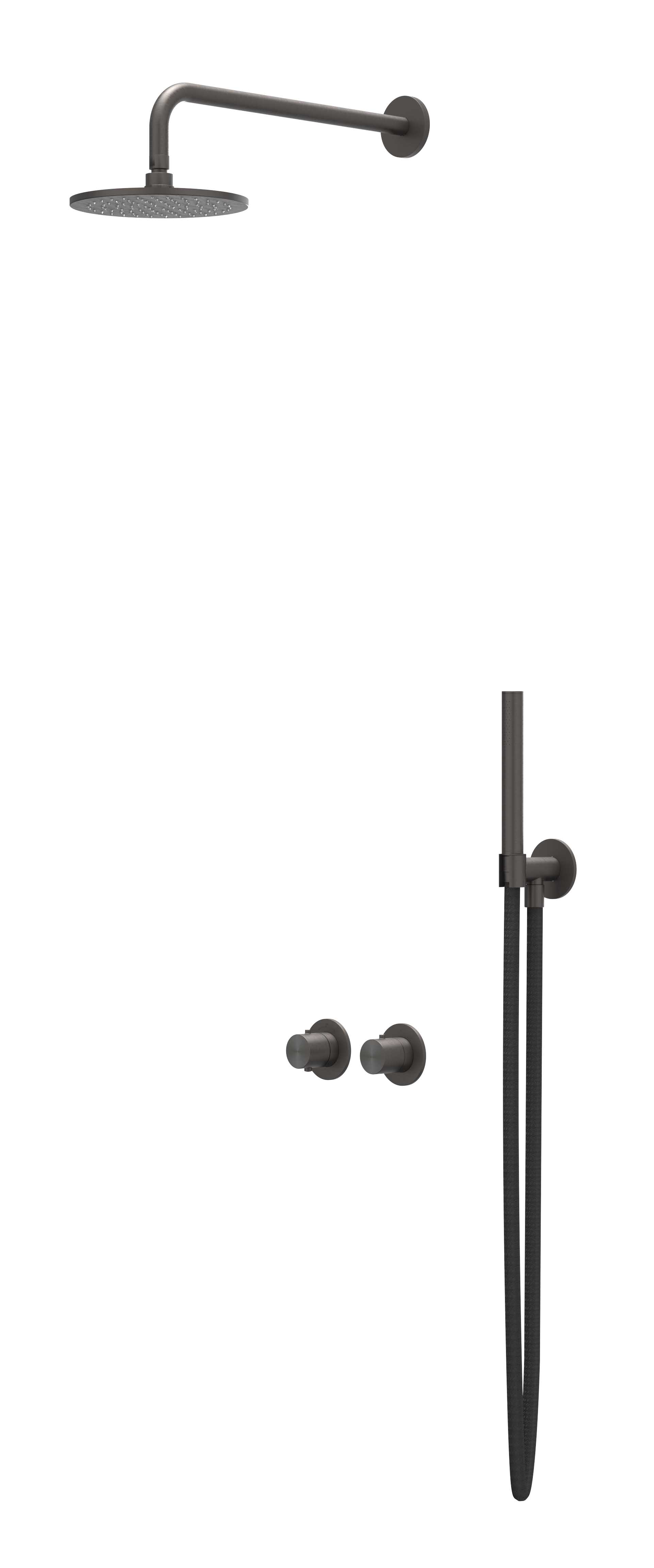 IVY Concord Inbouwset 2-weg  - plaf-20 - 20cm me - glijst.  - en staafhdd CSC3ICBAABB RVS316 gebr carbon black PVD