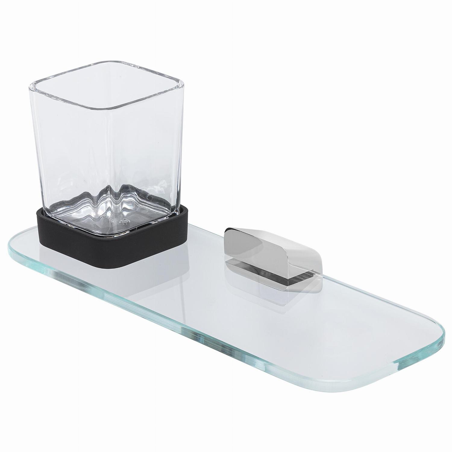 Geesa Shift glashouder chr. met planchet van transparant glas 919902-02