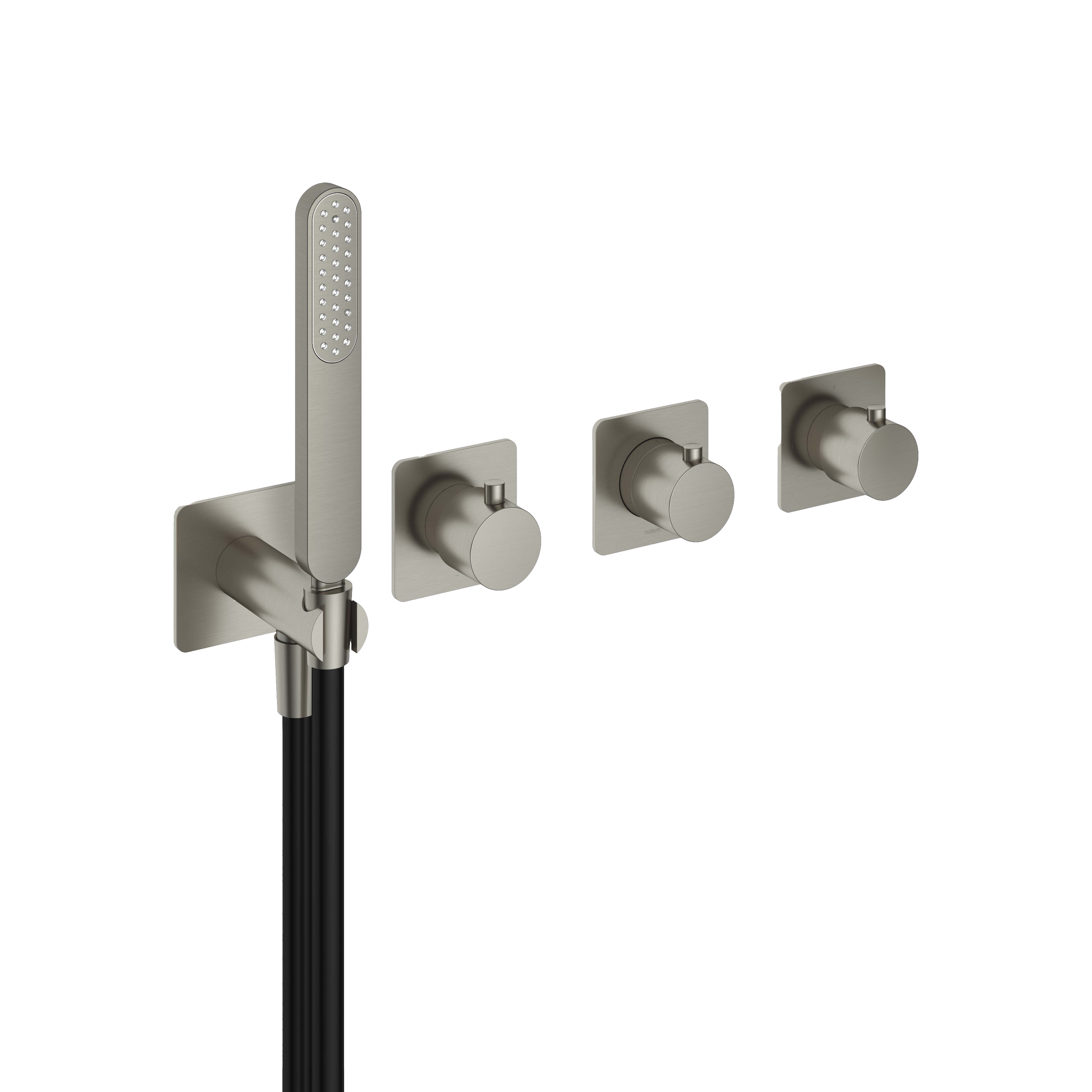 Hotbath GAL afbouwdeel douche thermostaat met 2 stopkranen zonder uitloop GL7071EXTGN Geborsteld nikkel