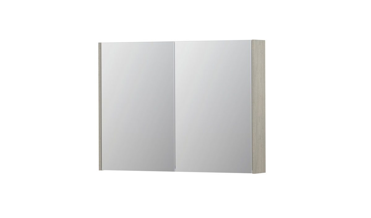 INK spiegelkast met 2 dubbelz. spiegeldeuren en stopc./schak. 1105313 Krijt wit H730xB1000xD140