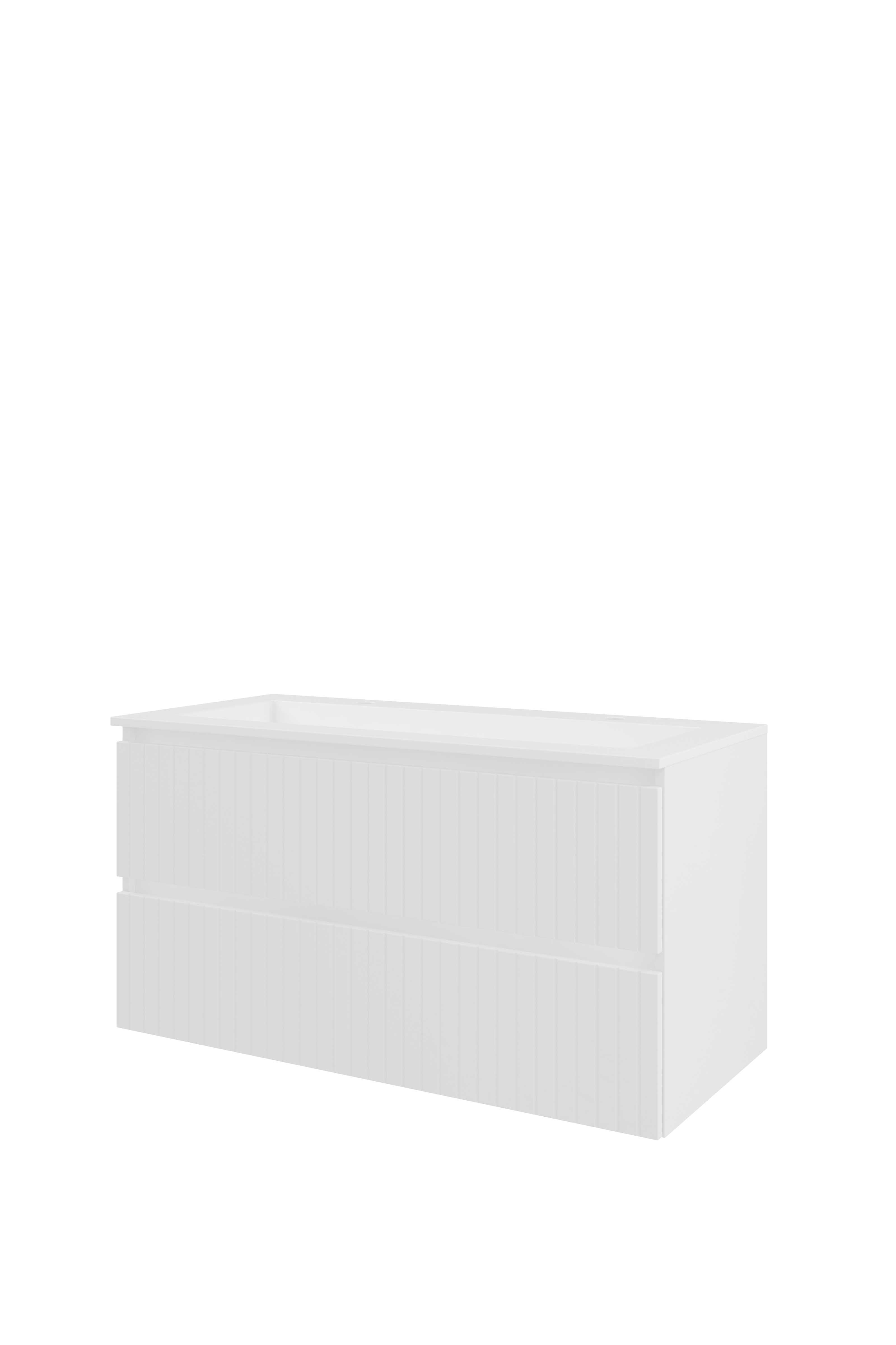 Proline Set polystone Elegant wast. met 2 kr.gaten en onderkast sym. gefr. 1818485 Mat wit/Glans wit 1000x460x540