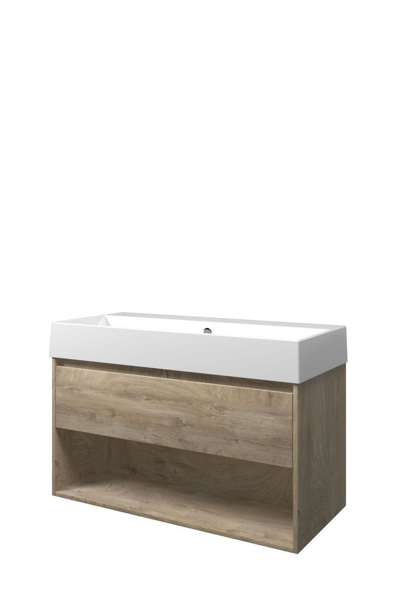 Proline set porselein Loft wast. z. krgt. en onderk. met schap 1815341 Raw oak/Glans wit H620xB1000xD460