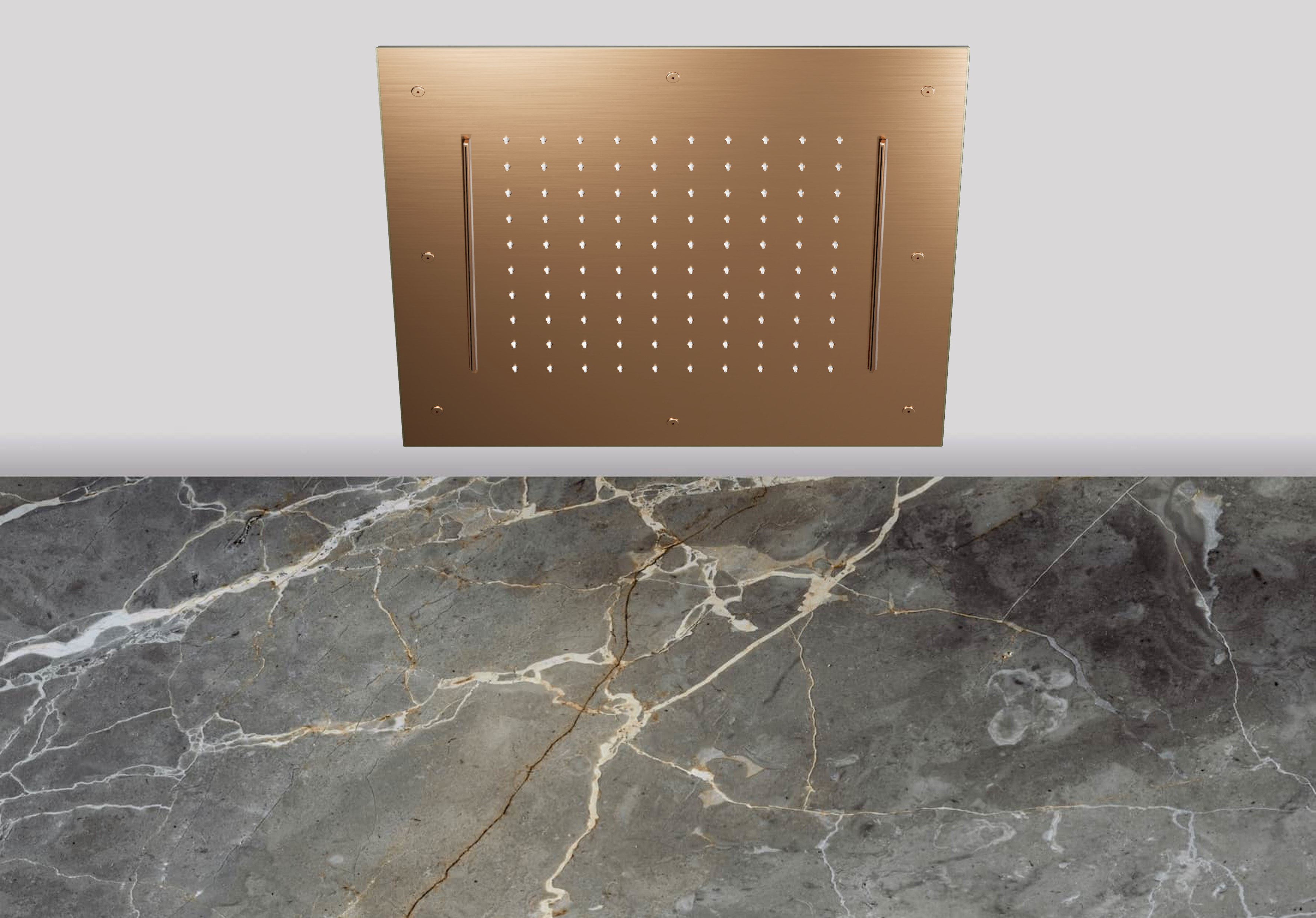 Lagoo Nesso Hoofddouche Showerlicious 500 x 500 m. regen 2 cascades N8234BK Brushed Copper PVD