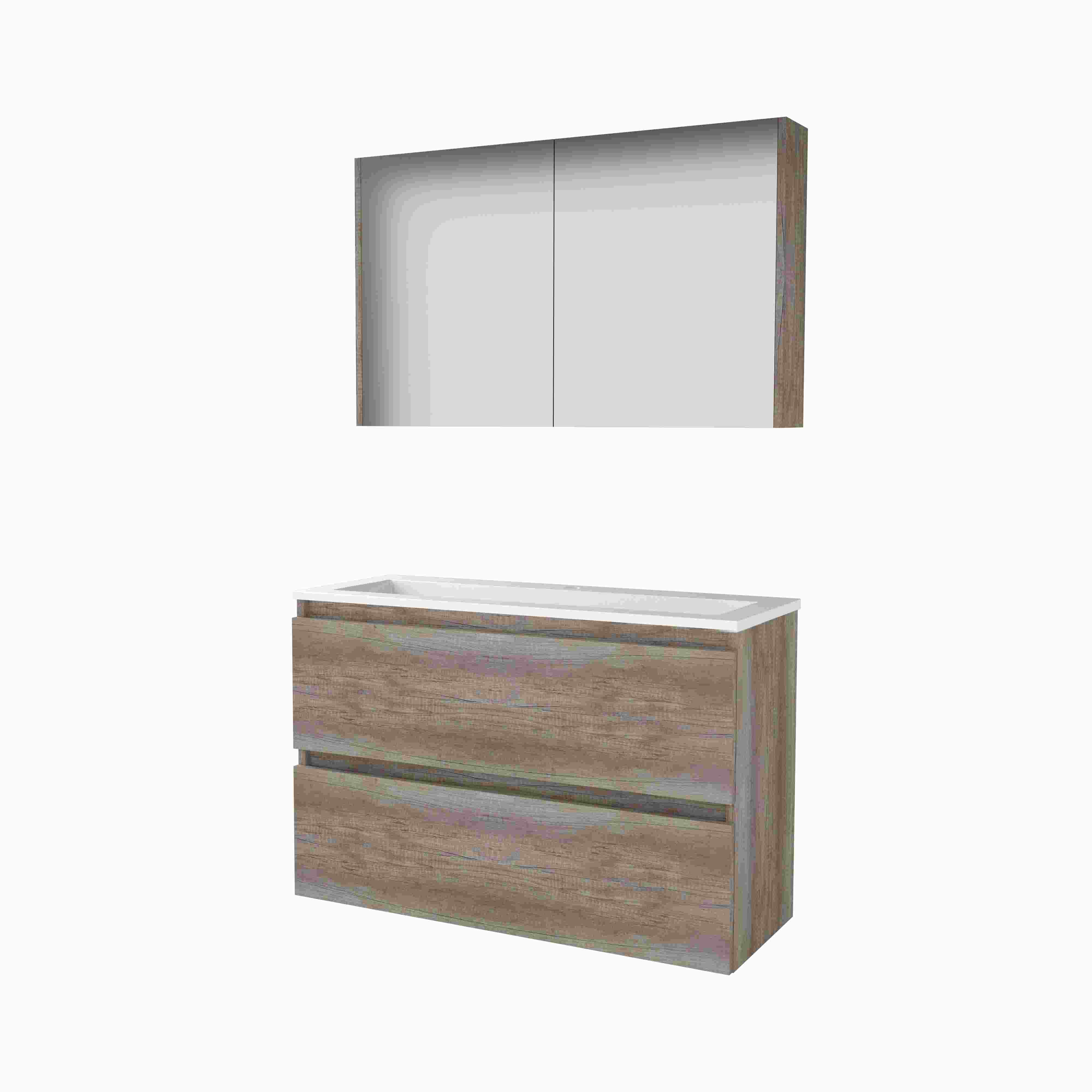 Basic Comfort 39 set 100x39cm greepl. 2 la Acryl wast. 1 krgt. incl. kast C39GL100A1SO Scotch Oak