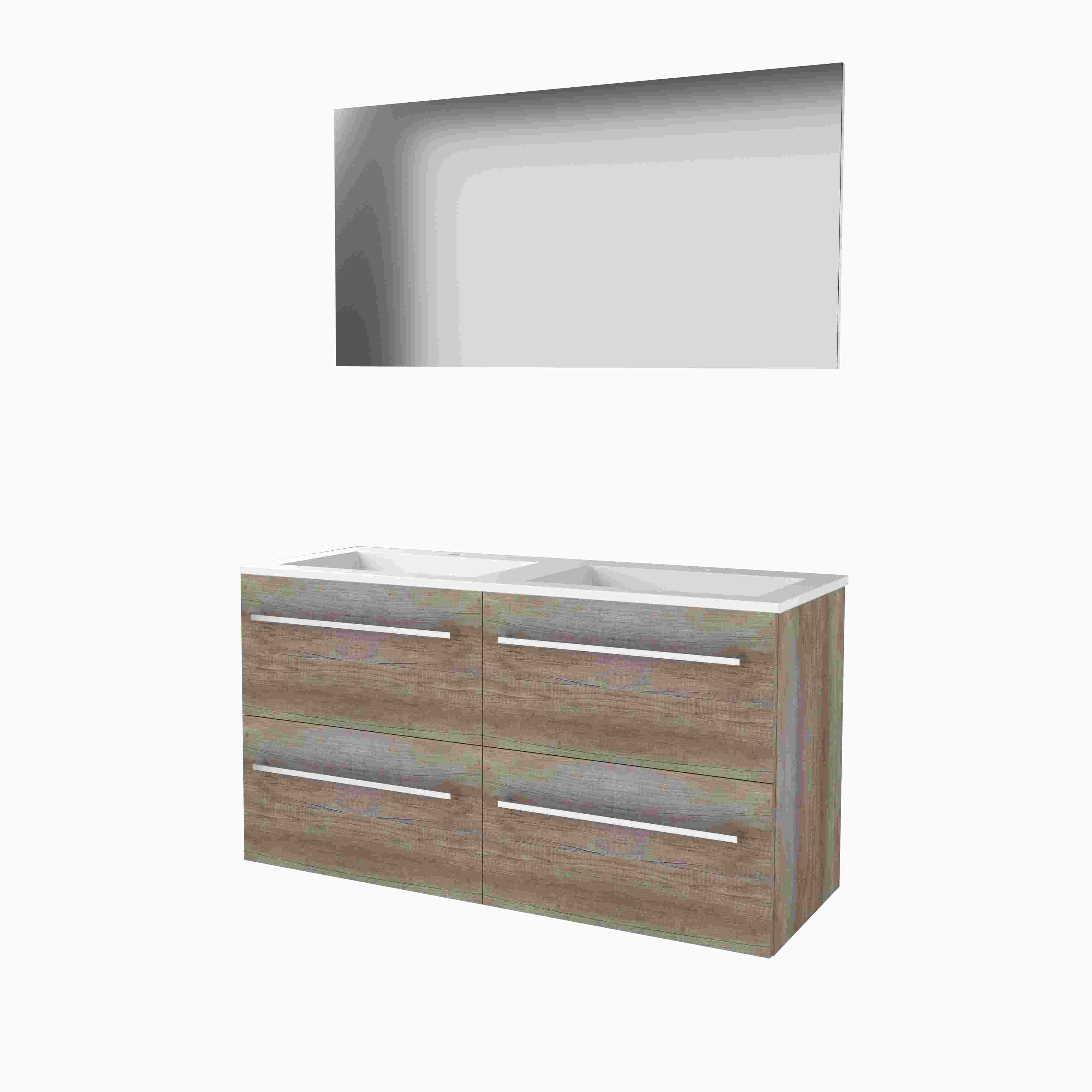 Basic Basic 46 onderk. m. gr. incl. 4 la + Acryl wast. incl. 2 krgt. incl. spg. op plaat B1200xD460 Scotch Oak / 1810680