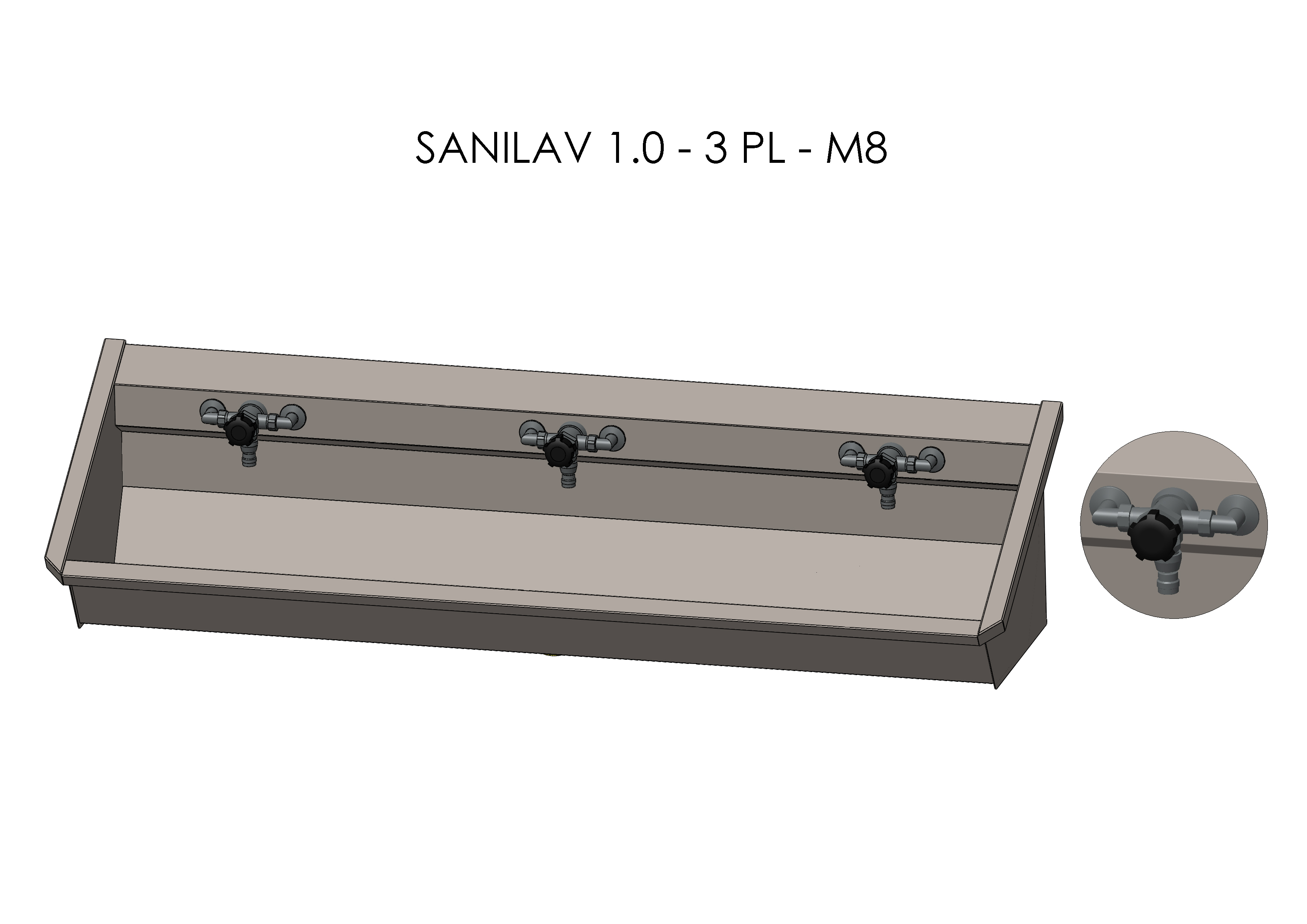 Intersan Sanilav muurwastrog rvs 3p 180 zelfsl. mngkr SANILAV 1.0-3- M8