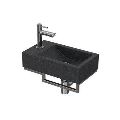 Proline pack hardsteen m. krgt. L fontein stalen frame geb. rvs kraan sifon plug + bev. Blue stone/Chroom / 1805237P