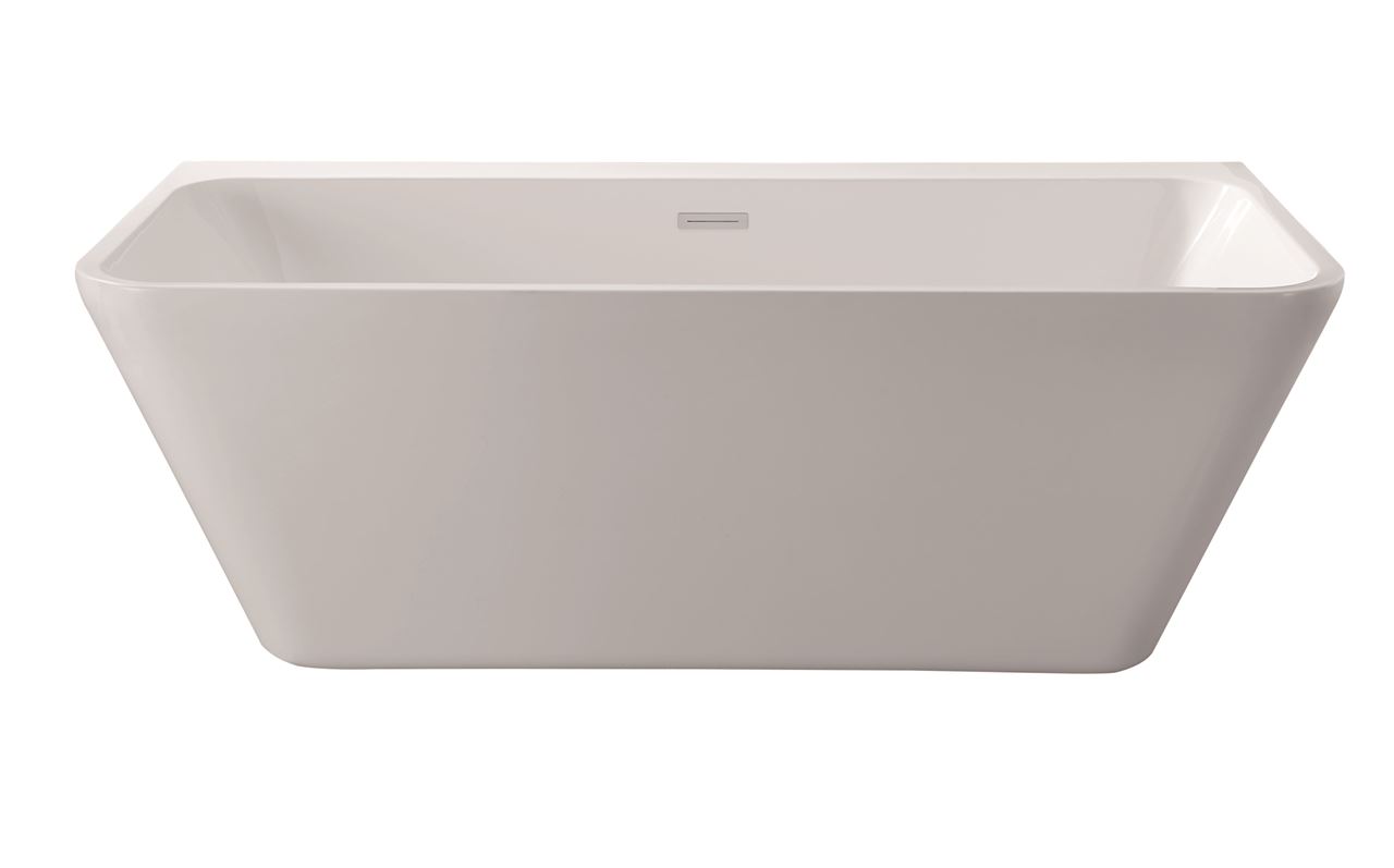 Luca back to wall bad strak van acryl uit een stuk met overl. 180x80x60h Wit glans