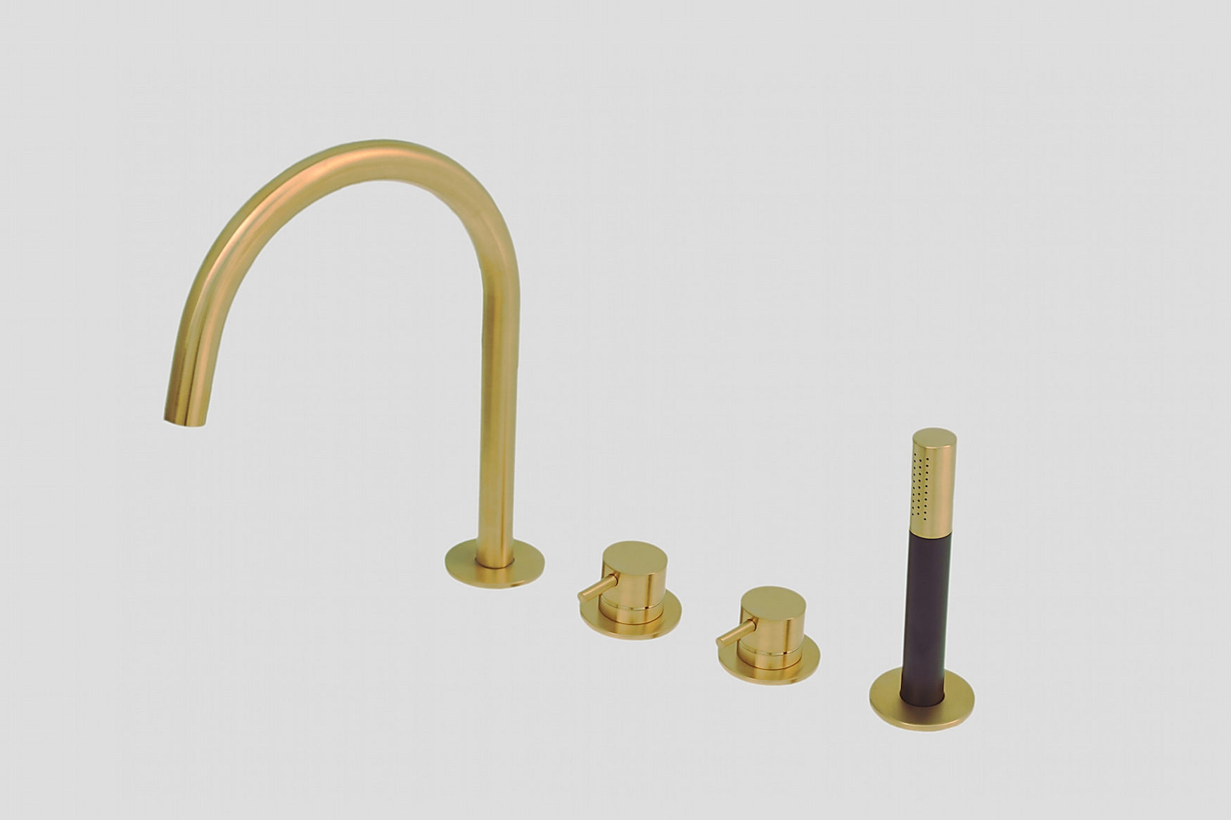 Lagoo Garda badrandcombinatie met mengkraan uitloop 2-weg omstel en handd. staaf G3210BB Brushed Brass PVD