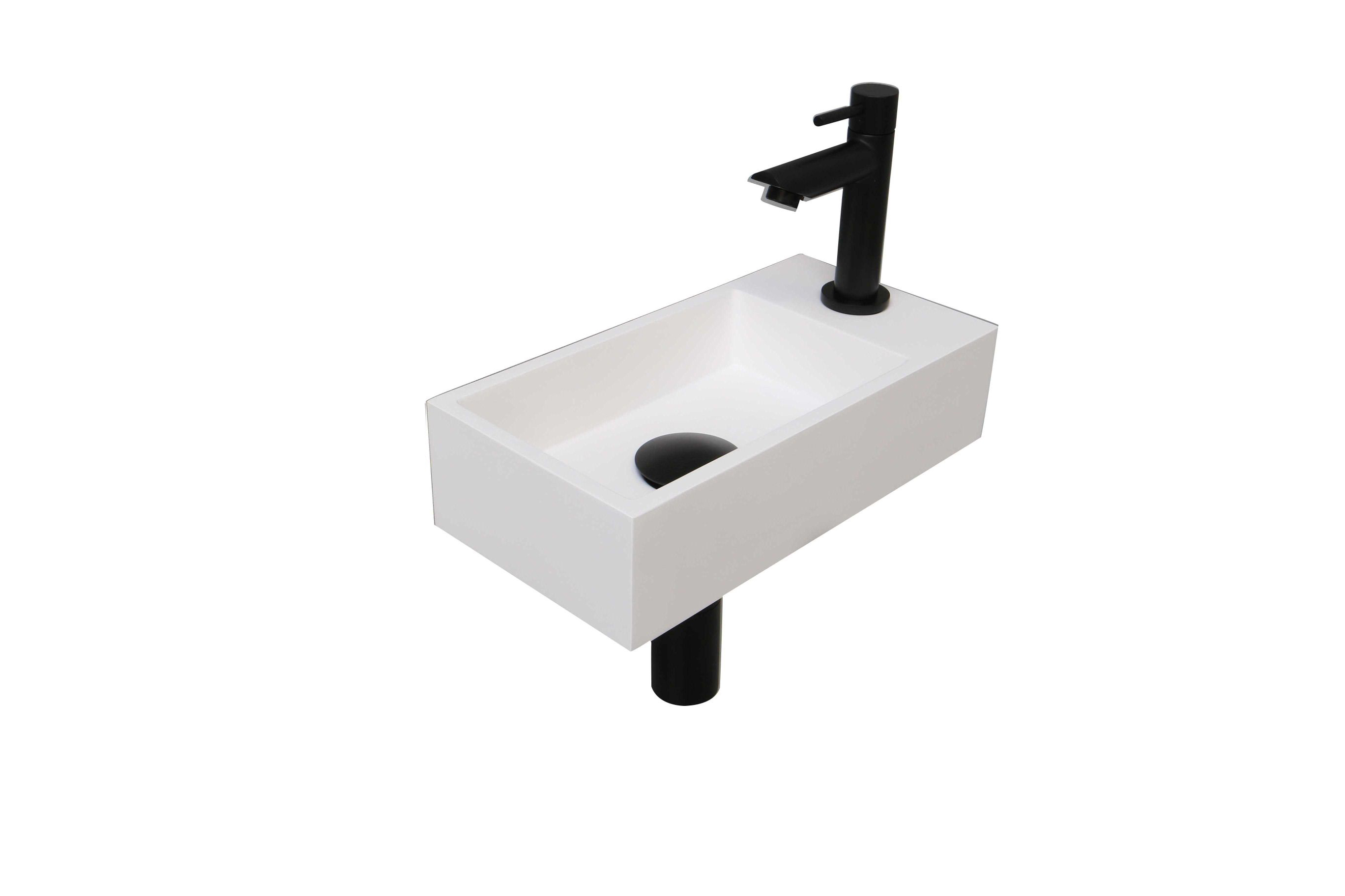 INK Versus Fonteinpack Polystone rechts 1805137 Mat wit/mat zwart H90xB360xD180