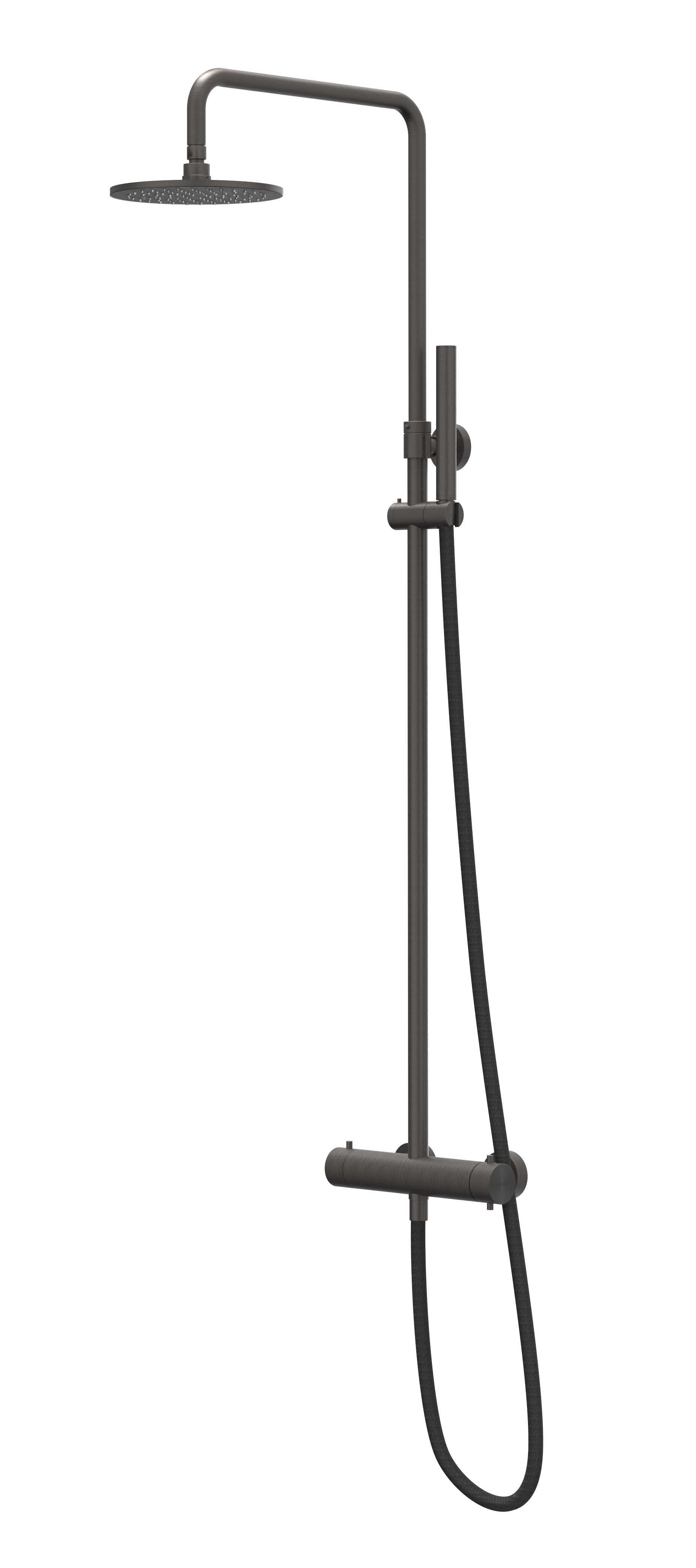 IVY Concord Doucheset opbouw set R25cm me en staafmodel CSC1ICBAB RVS316 gebr. carbon black PVD