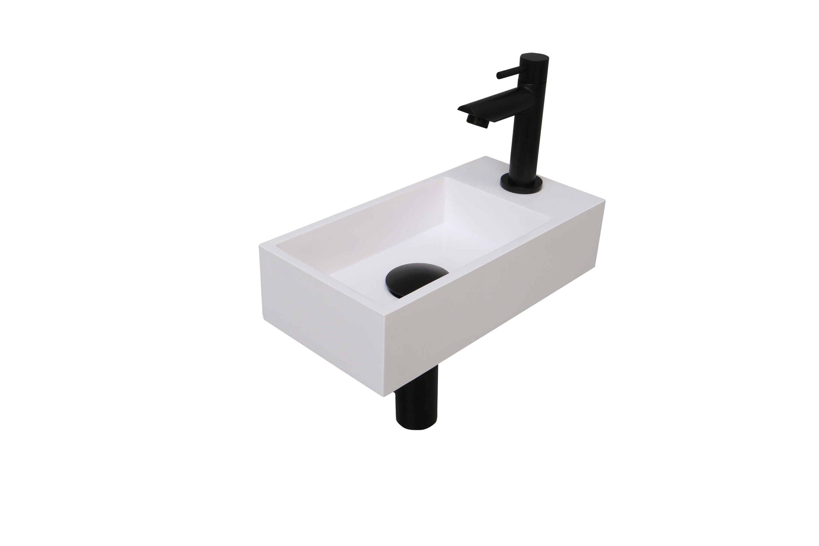 INK Versus Fonteinpack Polystone rechts 1805136 Glans wit/mat zwart H90xB360xD180