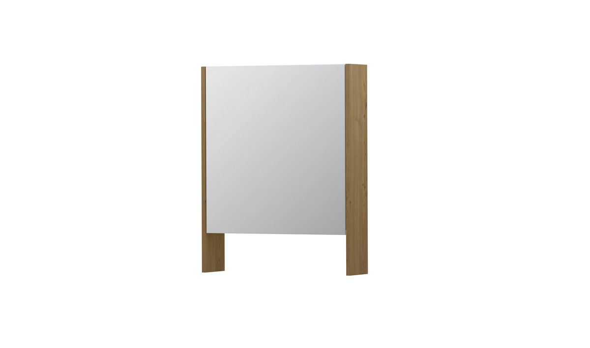 INK SPK3 spiegelkast m. dubbel gesp. 1 deur icm open planchet en stop/schak. 1110021 Natur fineer H740xB600xD140