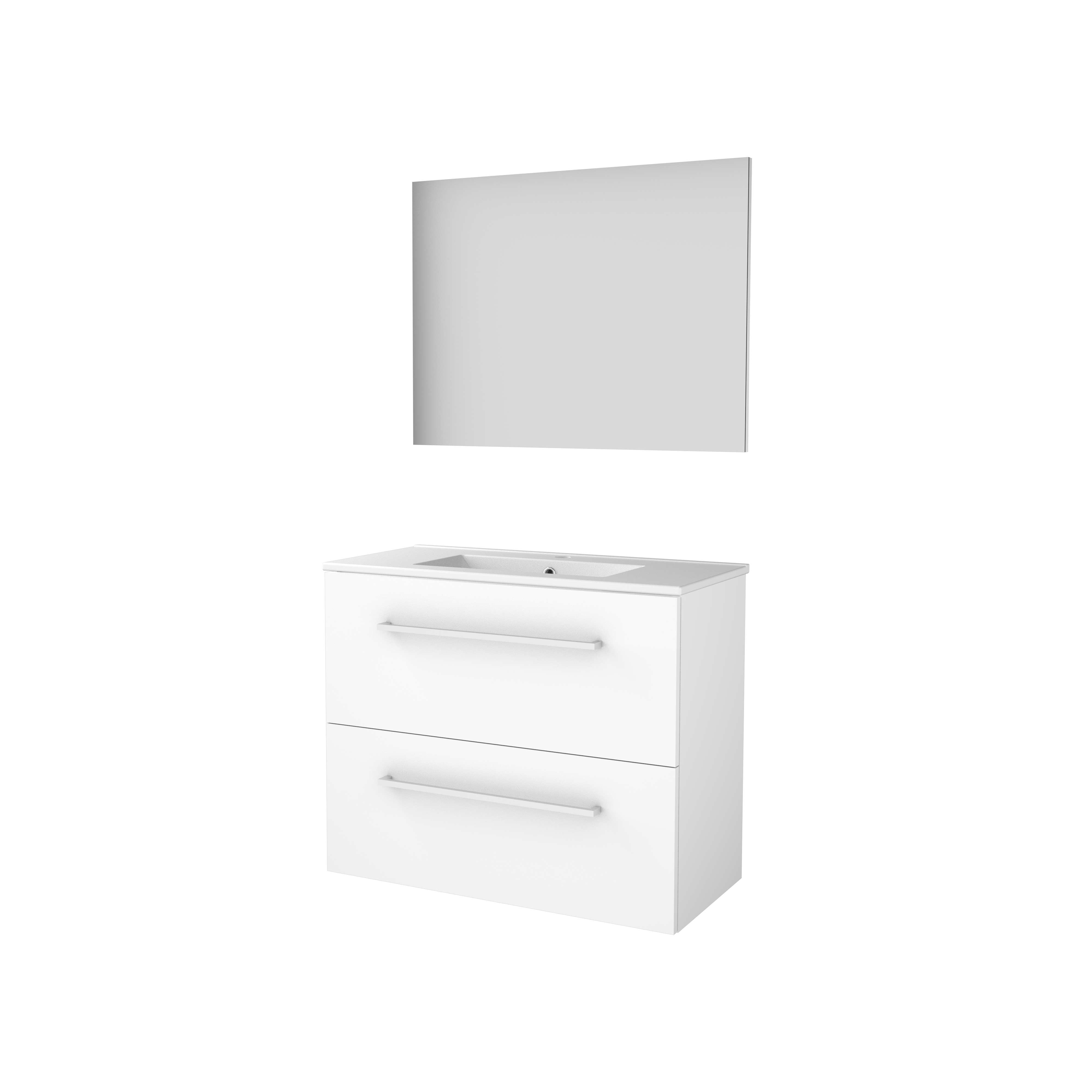 Basic Basic 39 set 80x39cm met gr. 2 la keram. wast. 1 krgt. incl. spiegel B39GR80PIW Ice White