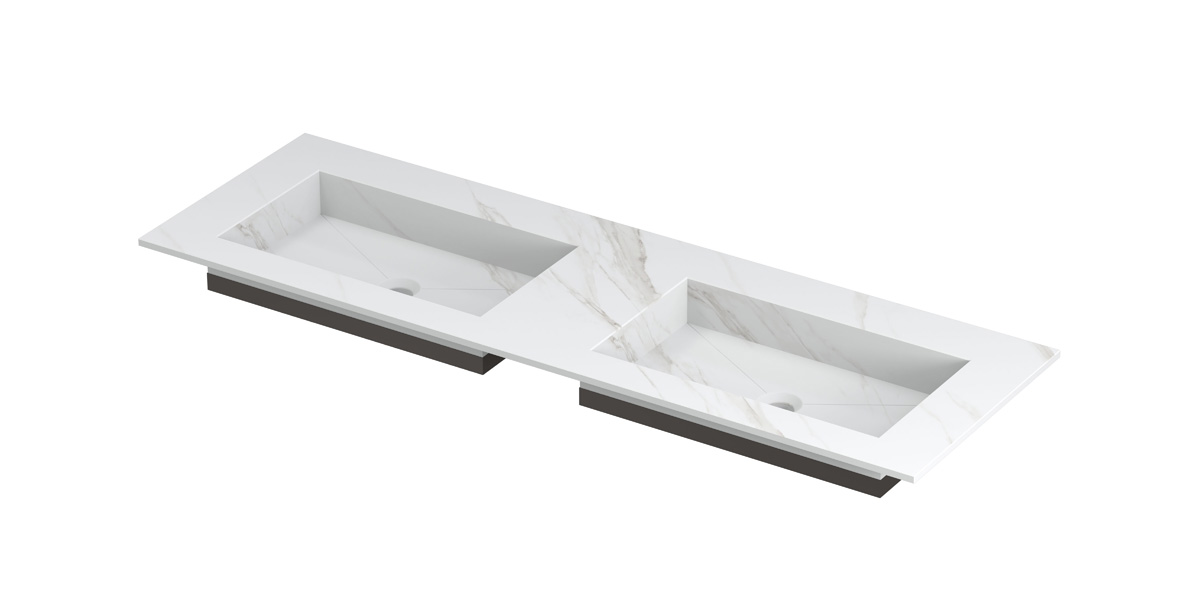 INK Post wast. keramische slab envelop bak dubbel zonder krgt. H10xB1400xD450 Calacatta mat / 210100