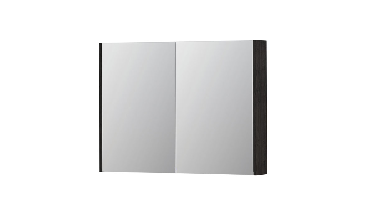 INK spiegelkast met 2 dubbelz. spiegeldeuren en stopc./schak. 1105315 Houtskool eiken H730xB1000xD140