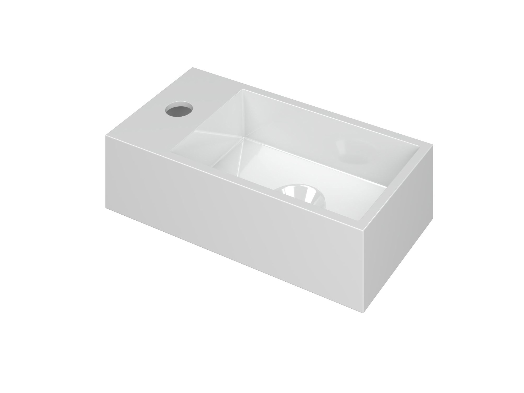 INK Versus Fontein Polystone links met krgt. 3404110 Glans wit H90xB360xD180