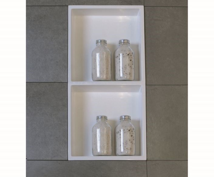 Luca nis in of opbouw 59.5x29.5x8cm met 2 schappen stone resin Wit glans