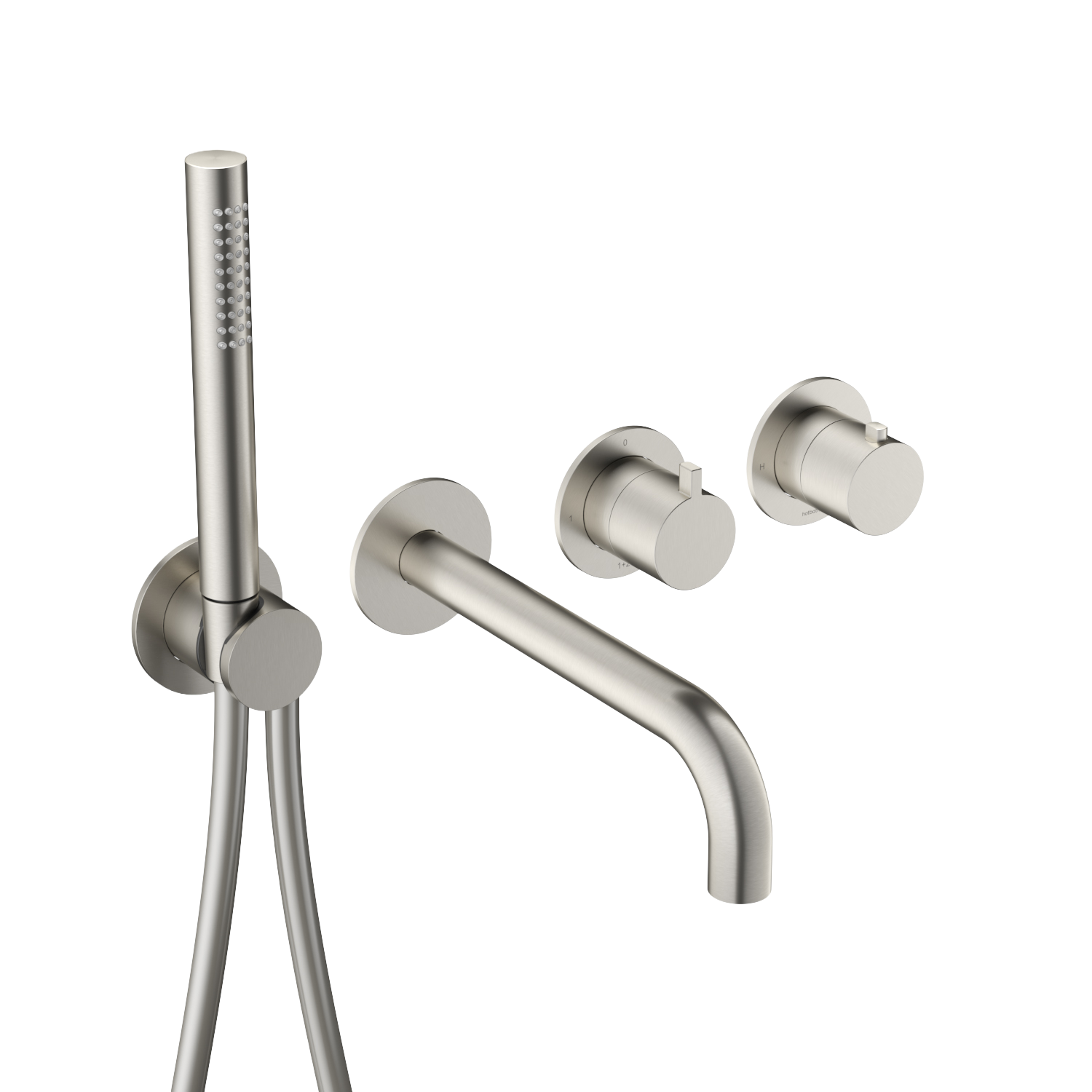 Hotbath Ace afbouwdeel inbouw bad thermostaat m. 2-weg stop-omstel m. uitloop en handd. AC072EXTGN Geborsteld Nikkel