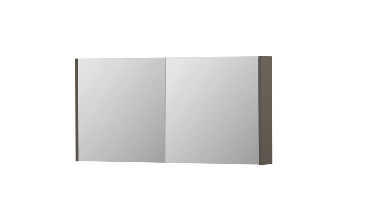 INK SPK1 spiegelkast m. 2 dubbelzijdige spiegeldeuren en stop/schak. 1110704 mat taupe H600xB1200xD140