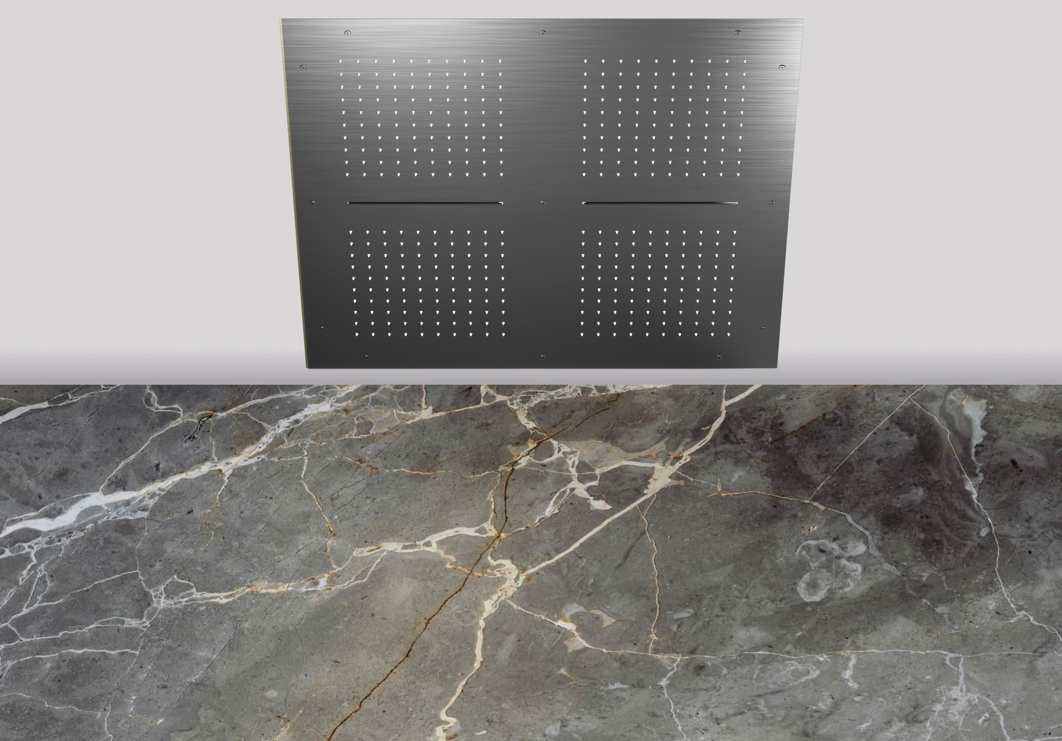 Lagoo Nesso Hoofddouche Showerlicious 800 x 800 m. 4 regen 2 cascades N8235GM Brushed Gun Metal PVD