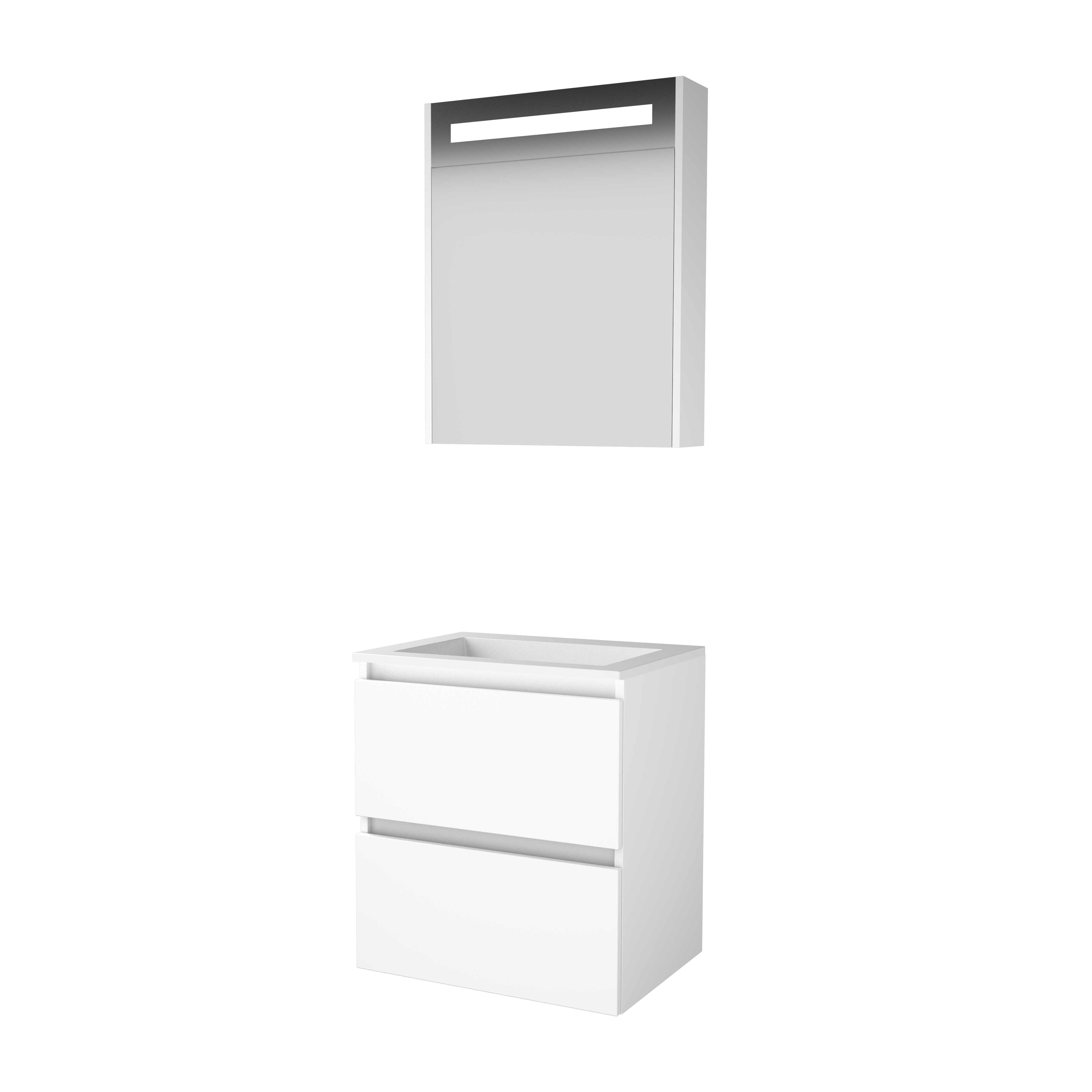 Basic Premium 46 set 60x46cm greepl. 2 la Acryl wast. 0 krgt. incl. kast m. verl. P46GL60A0IW Ice White