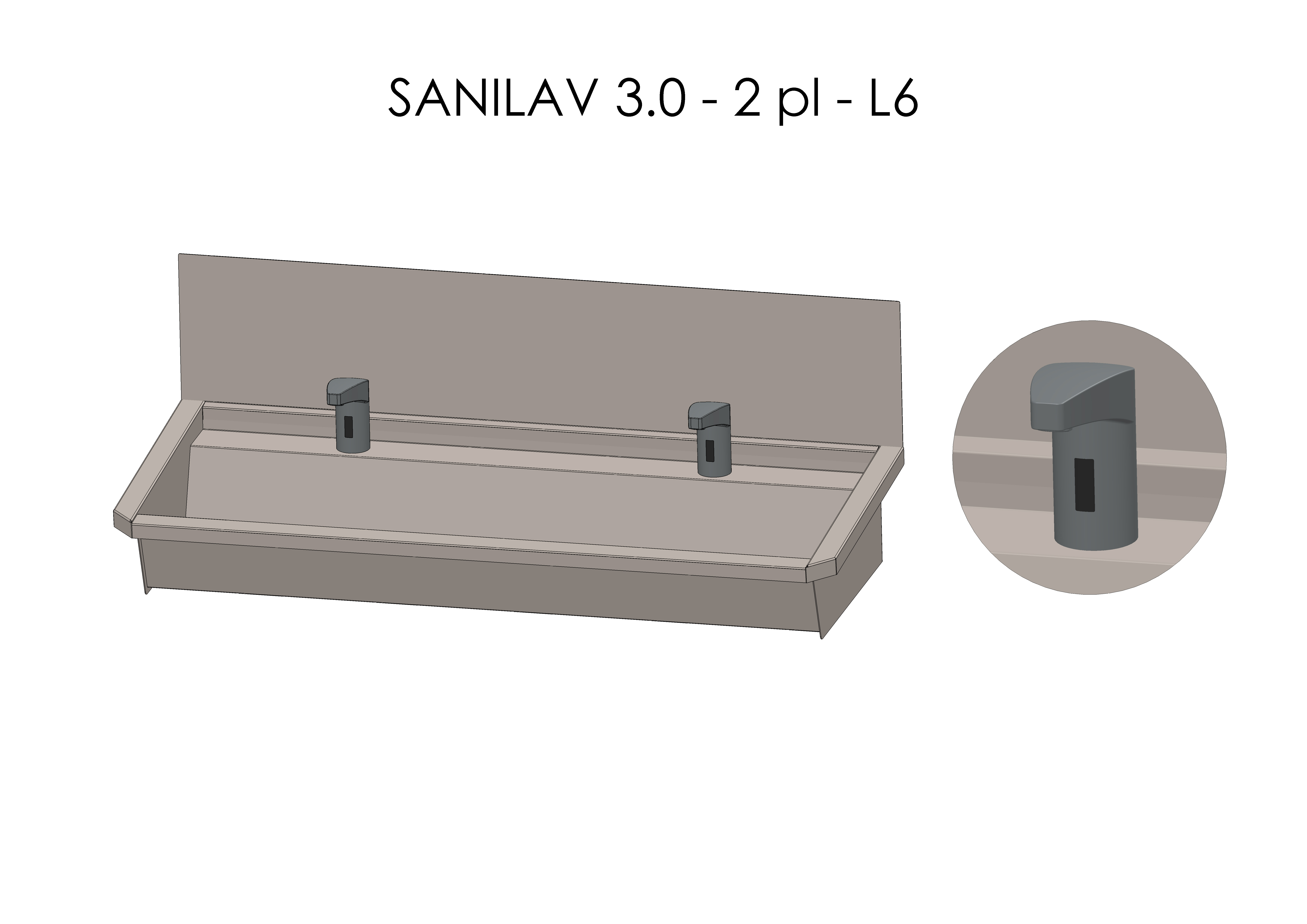 Intersan Sanilav muurwastrog rvs 2p 120 elektr. mengkr. SANILAV 3.0-2- L6