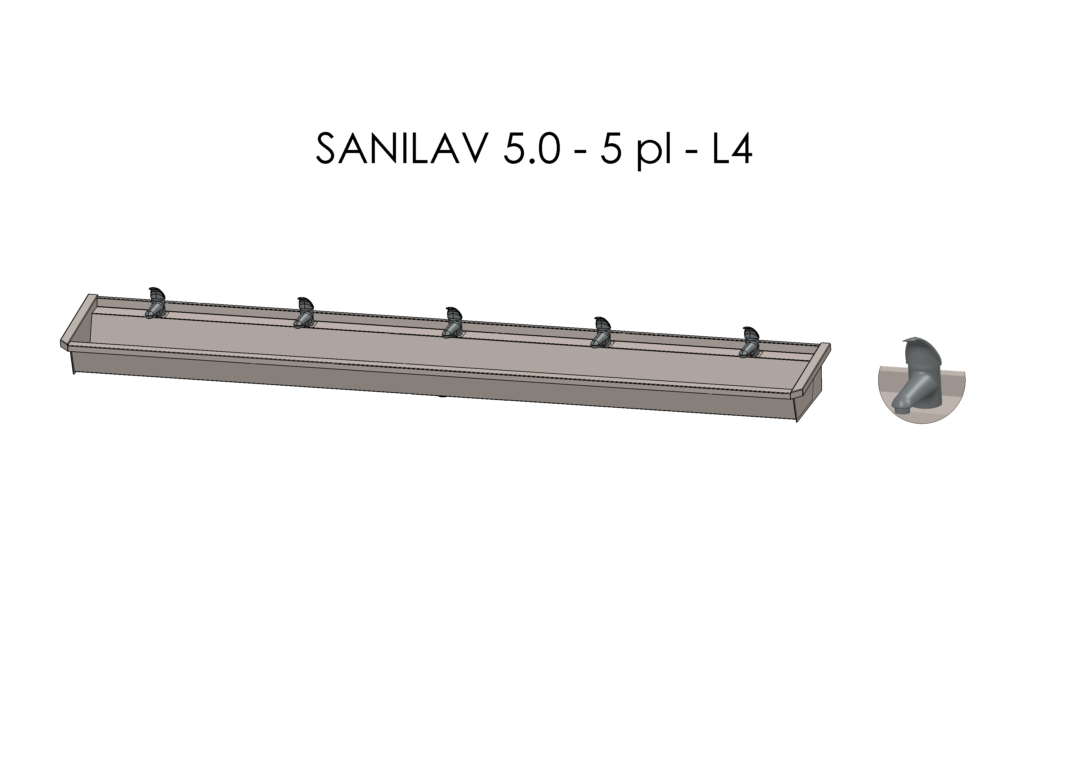 Intersan Sanilav muurwastrog rvs 5p 300 wastmngkr SANILAV 5.0-5-L4