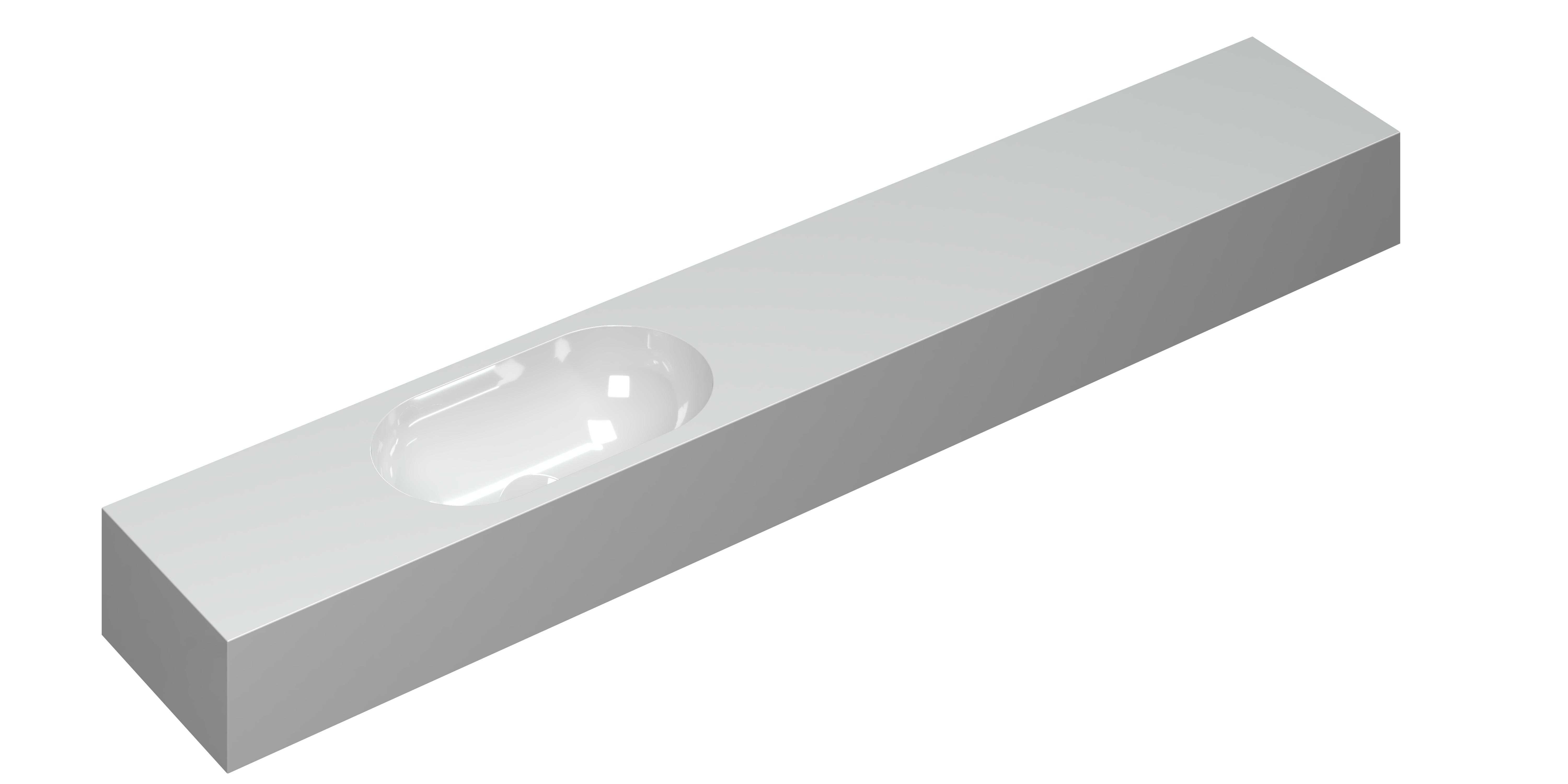 INK Nice Day fonteinplateau polystone m. ovale kom L z. krgt. 3403100 Glans wit H100xB1200xD200