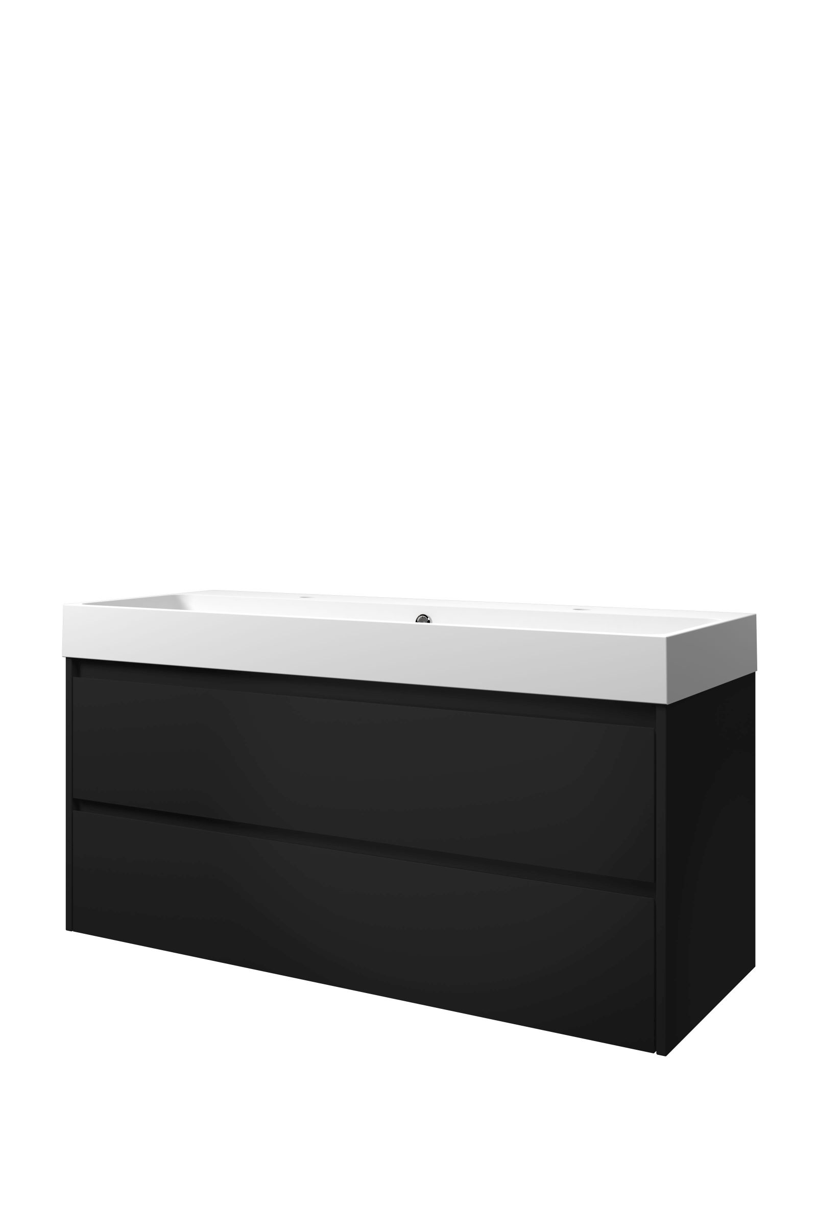 Proline set polystone Loft wast. met 2 krgt. en onderk. sym. 1816996 Mat zwart/Mat wit H620xB1200xD460
