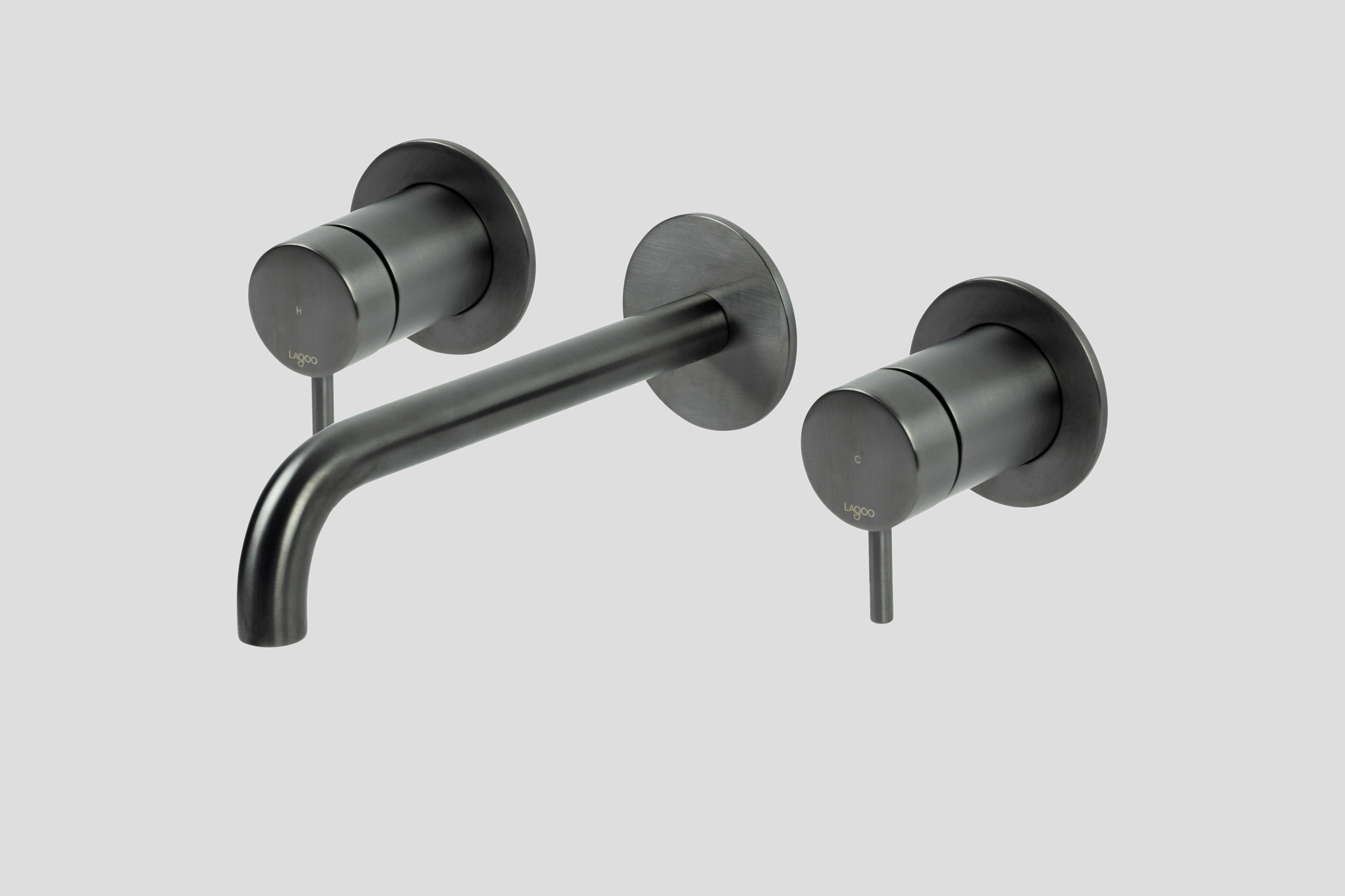 Lagoo Garda inbouw wastafelmengkraan 2 greeps afb.deel met uitloop 19 cm G1204-19GM Brushed Gun Metal PVD