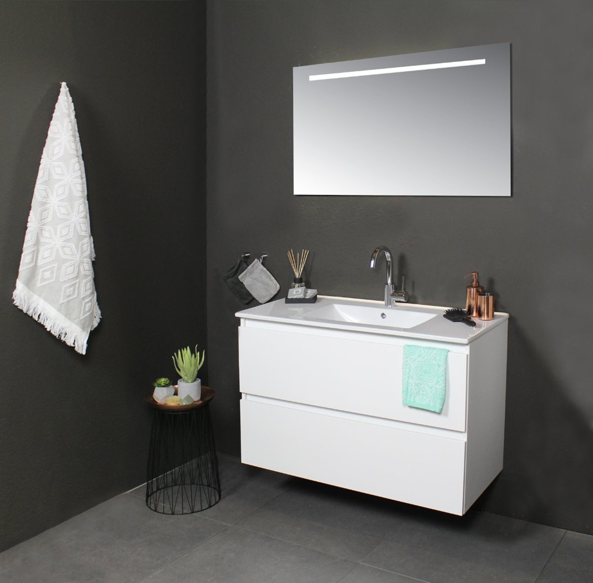 Basic Start 46 set 100x46cm greepl. 2 la keram. wast. 1 krgt. S46GL100PIW Ice White