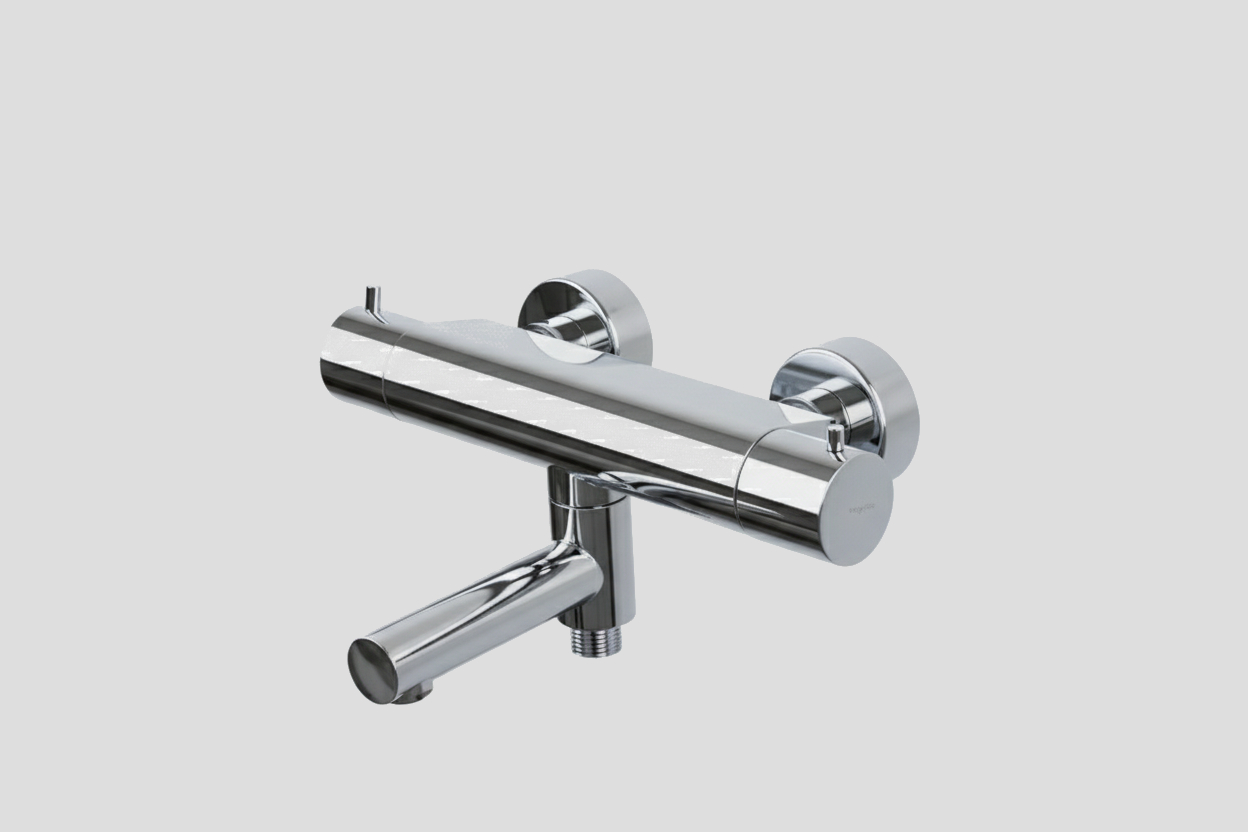 Lagoo Garda thermostatische badmengkraan met uitloop en geintegreerd omstel G3101CH Chrome