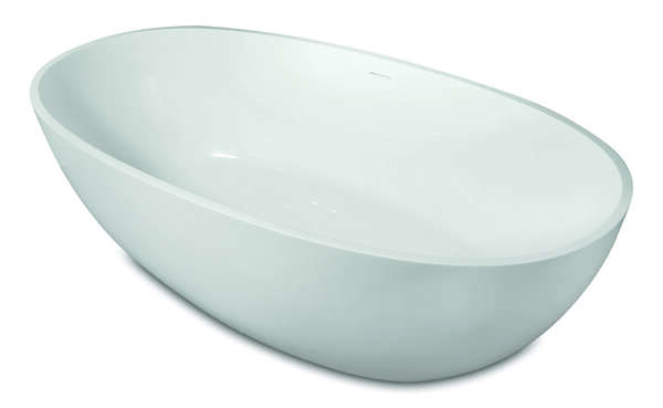 Luca vrijstaand bad van mineral stone met overl. 180x80x60h Wit glans
