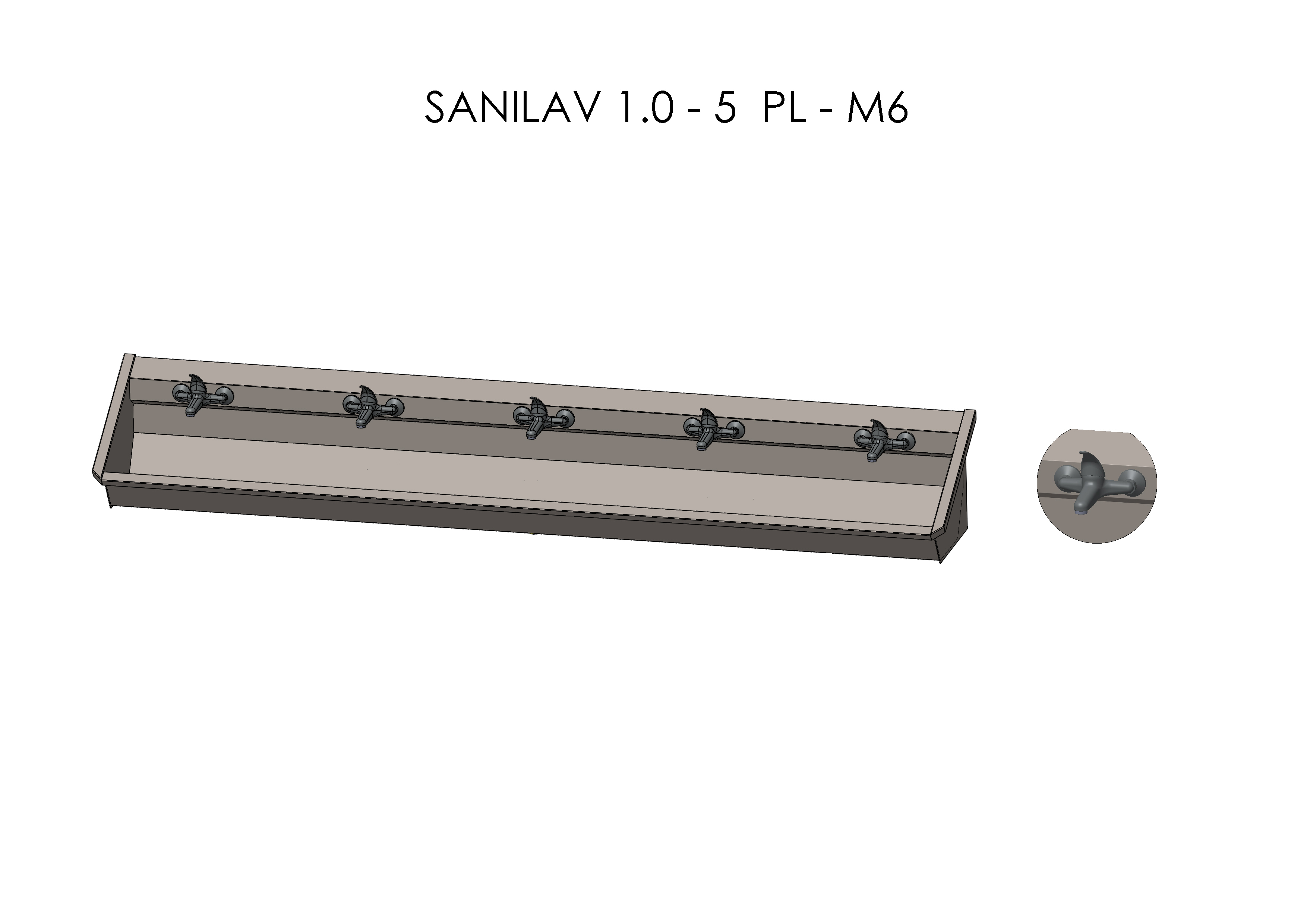 Intersan Sanilav muurwastrog rvs 5p 300 1gr.mngkr SANILAV 1.0-5-M6