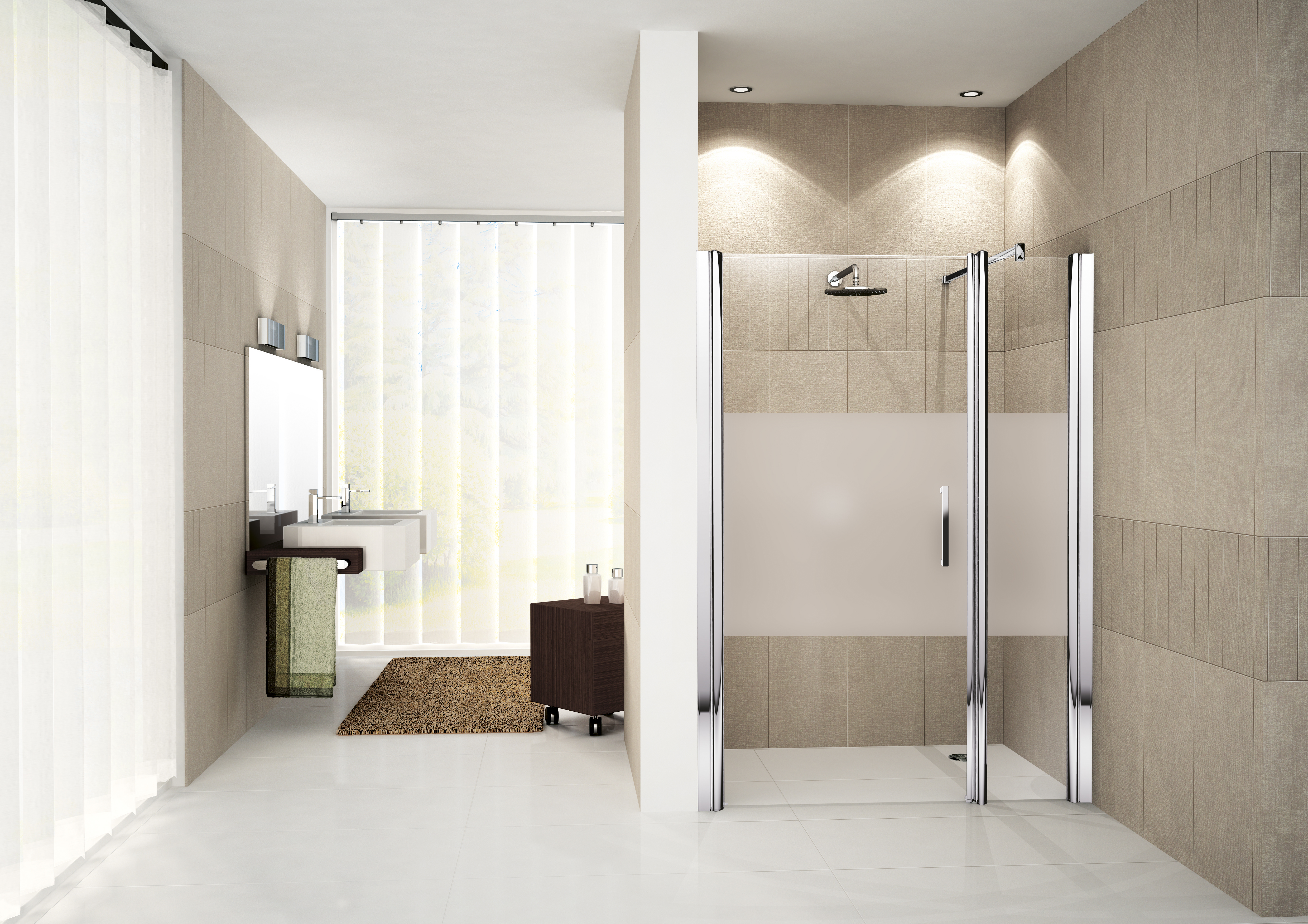 Novellini Giada N G+F in lijn 90 re. 90-96 helder glas wit