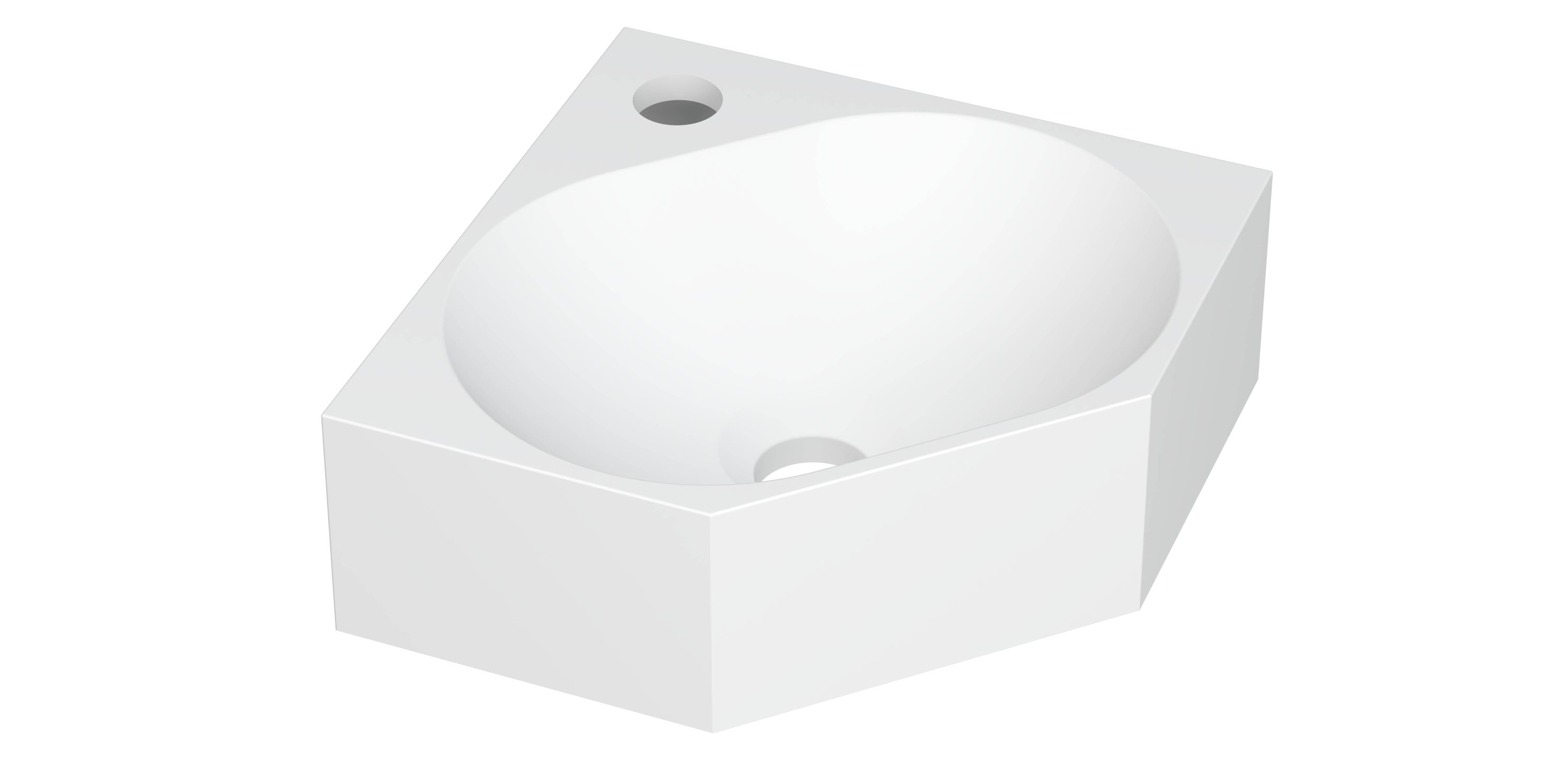 INK Matrix Hoekfontein polystone m. 1 krgt. H100xB270xD270 Mat wit / 3404341