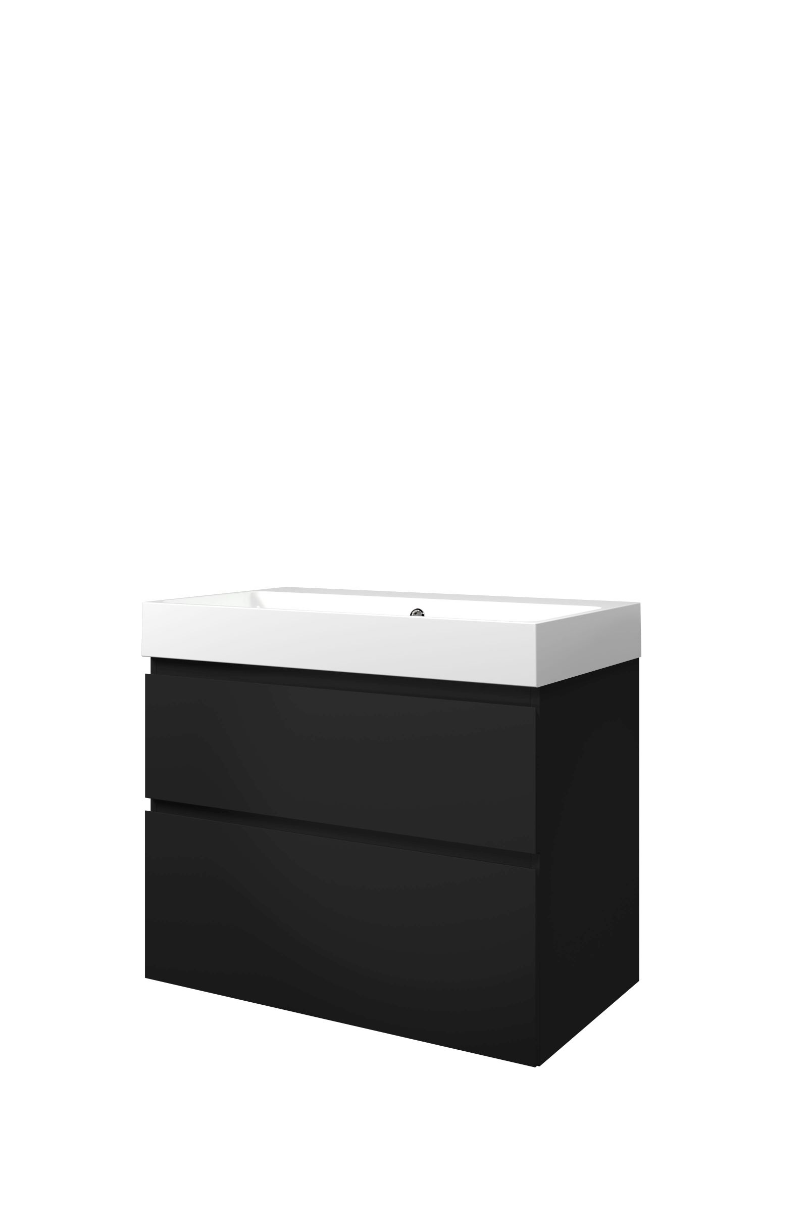 Proline set polystone Loft wast. z. krgt. en onderk. a-sym. 1817046 Mat zwart/Glans wit H700xB800xD460