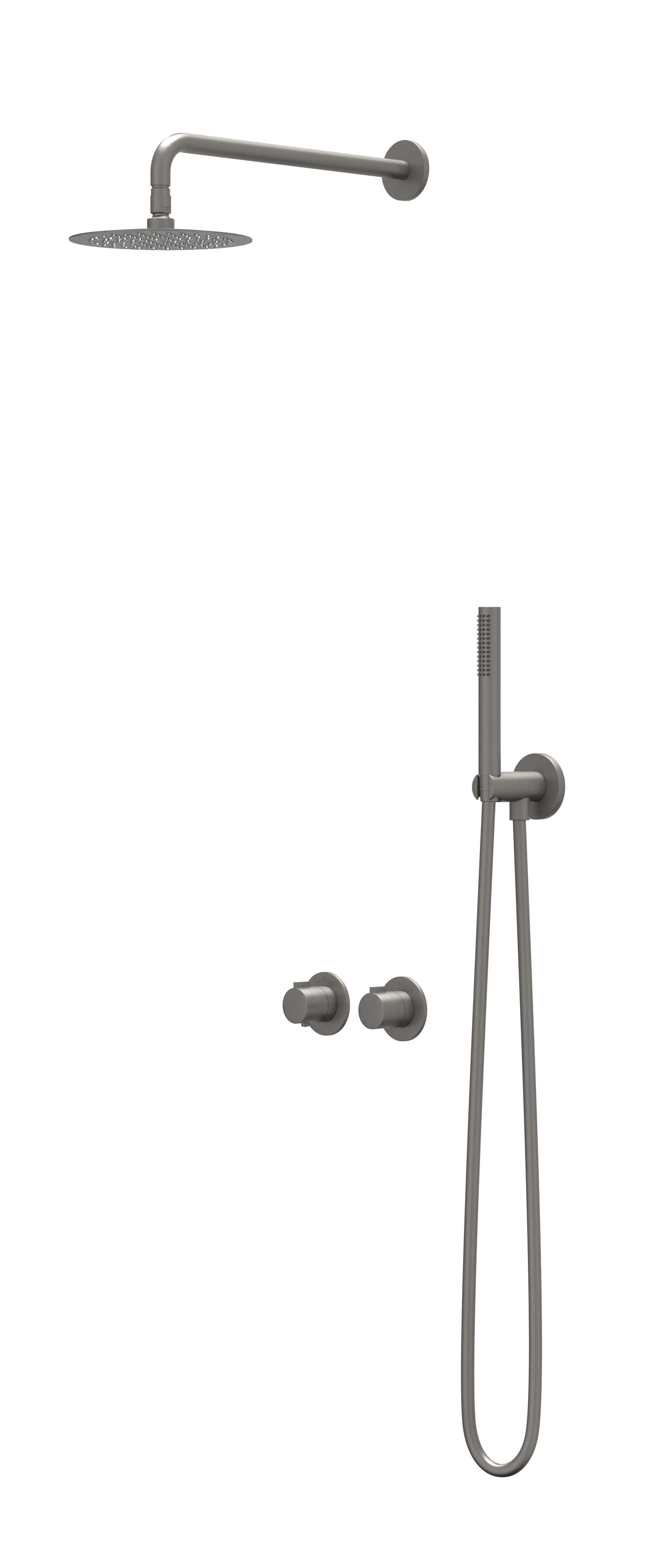 IVY Pact set 2-weg st.omst. 15cm pl.b. R20cm verst. steun m. geint. uitl. slang 150cm + staaf CSP3GMADBC Geborsteld metal black PVD