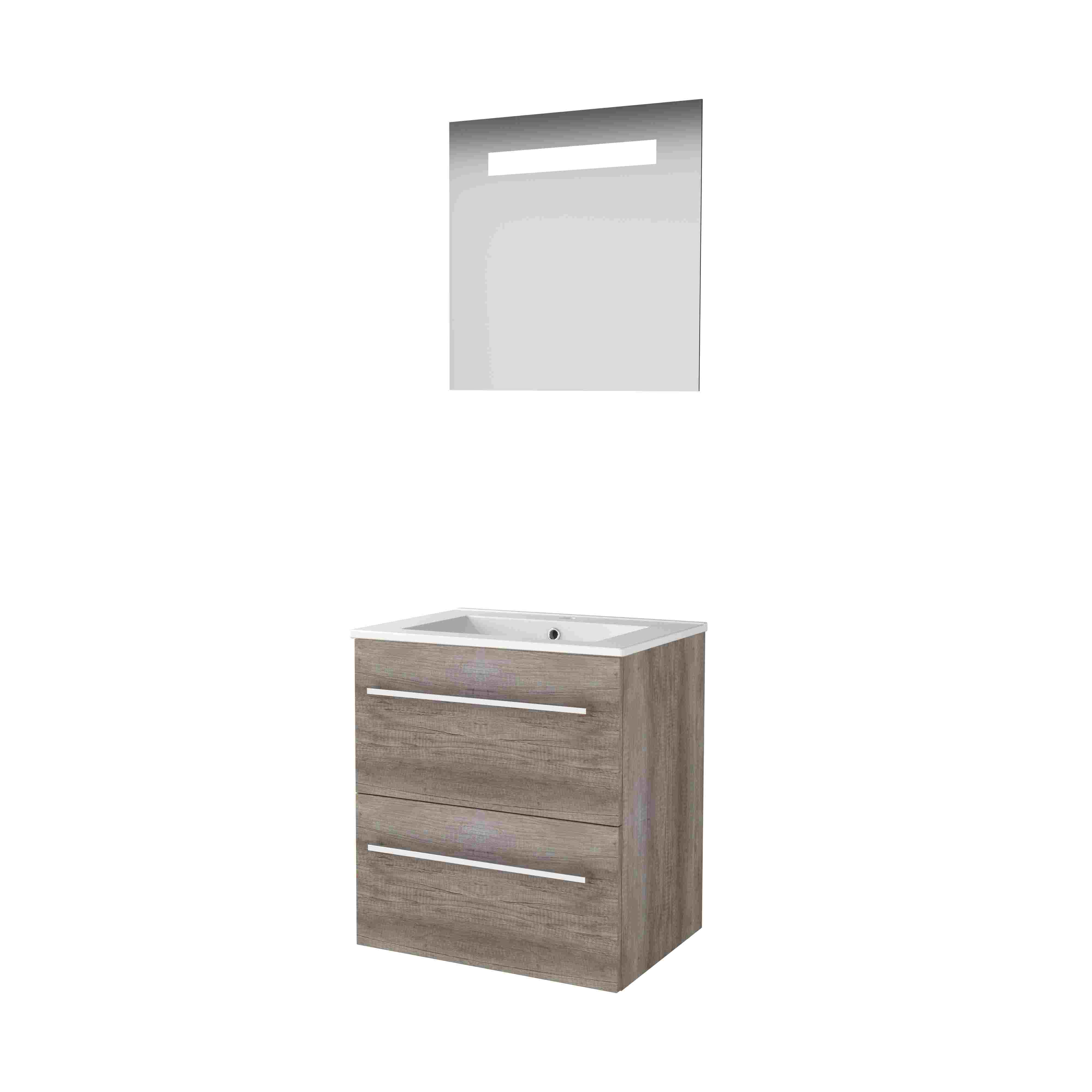 Basic Economic 46 set 60x46cm met gr. 2 la keram. wast. 1 krgt. incl. spiegel m. verl. E46GR60PSO Scotch Oak