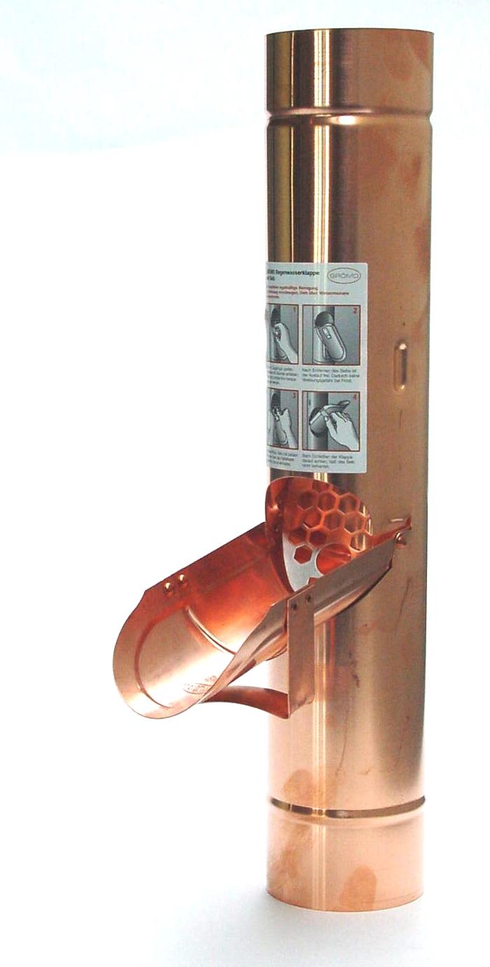 Koperen regentonklep Gromo 100mm z. rooster