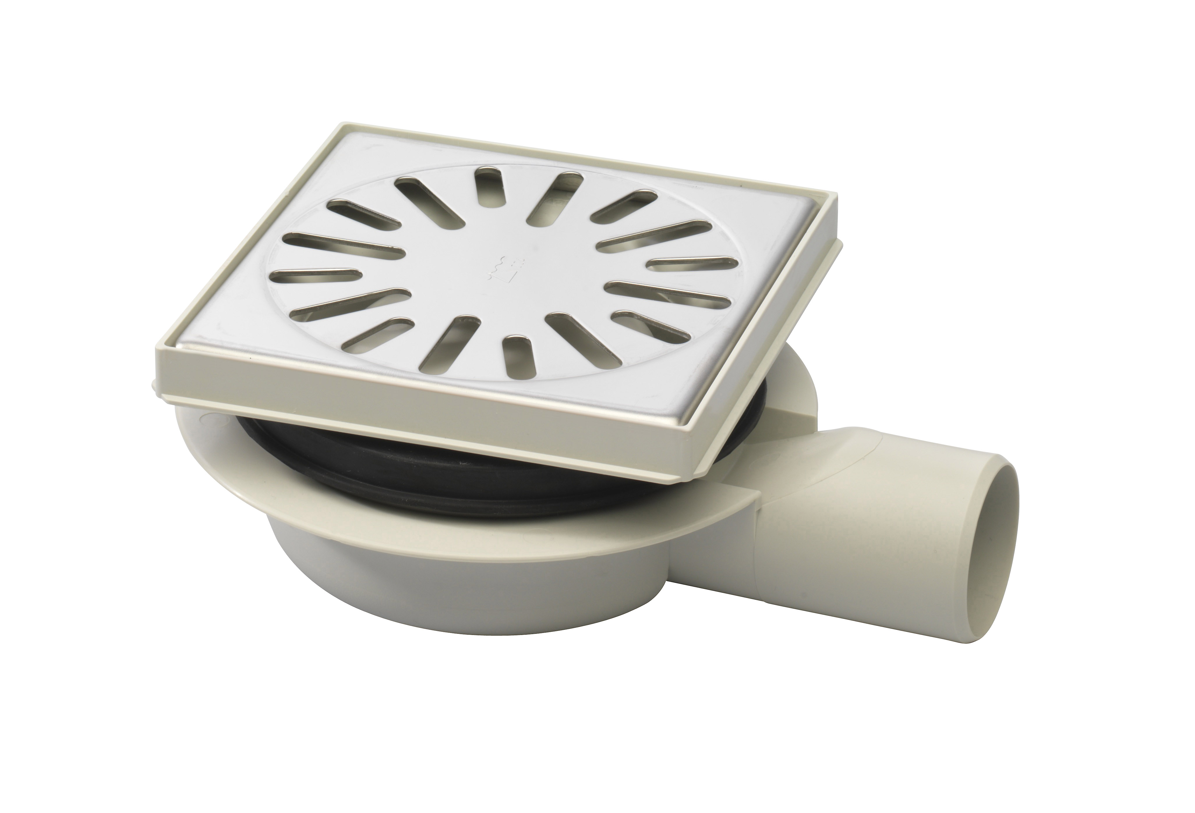 Aquaberg ABS put m/RVS rooster zij-uitlaat verstelbaar vert-hor 4016146 14.6x14.6cm.