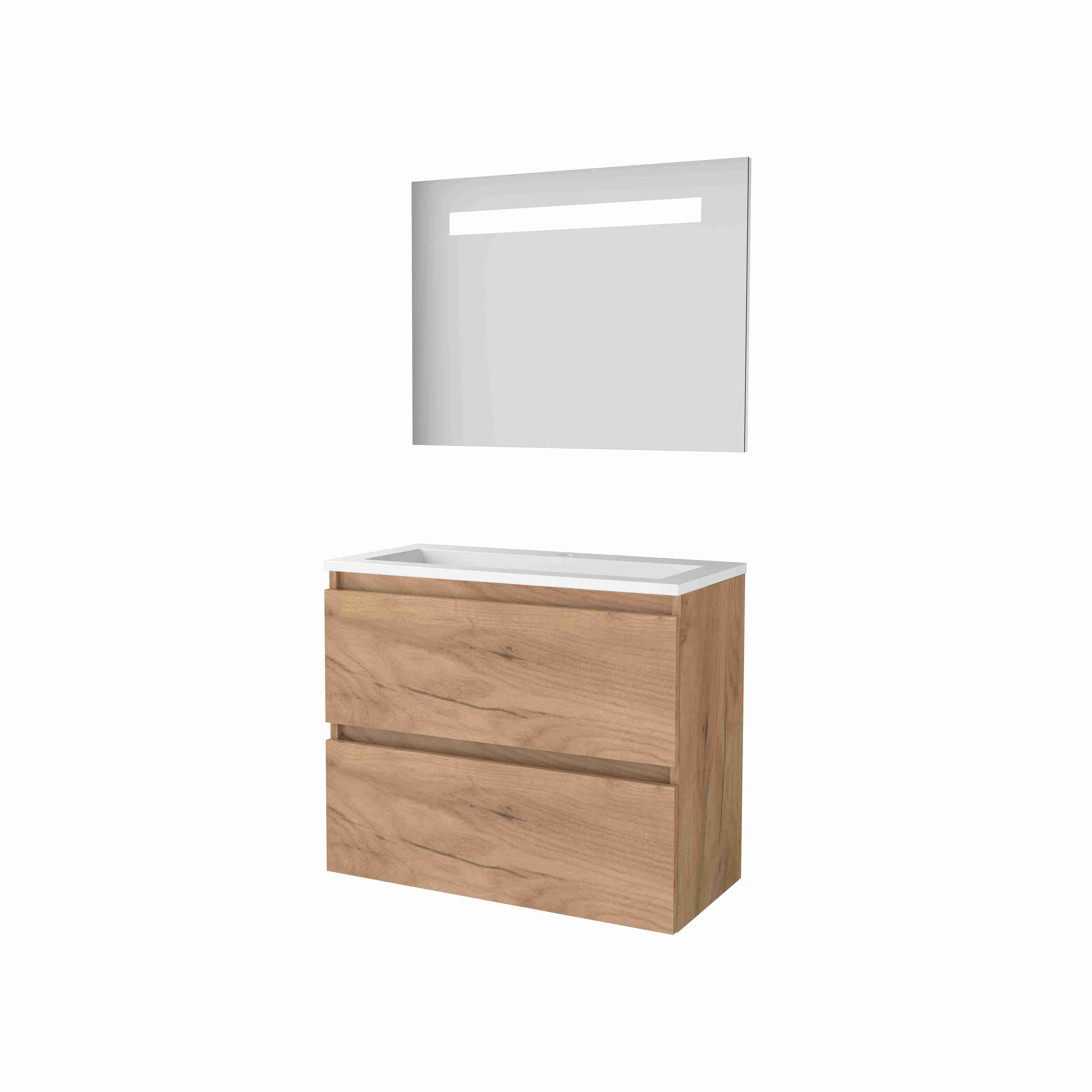 Basic Economic 39 set 80x39cm greepl. 2 la Acryl wast. 1 krgt. incl. spiegel m. verl. E39GL80A1WO Whisky Oak