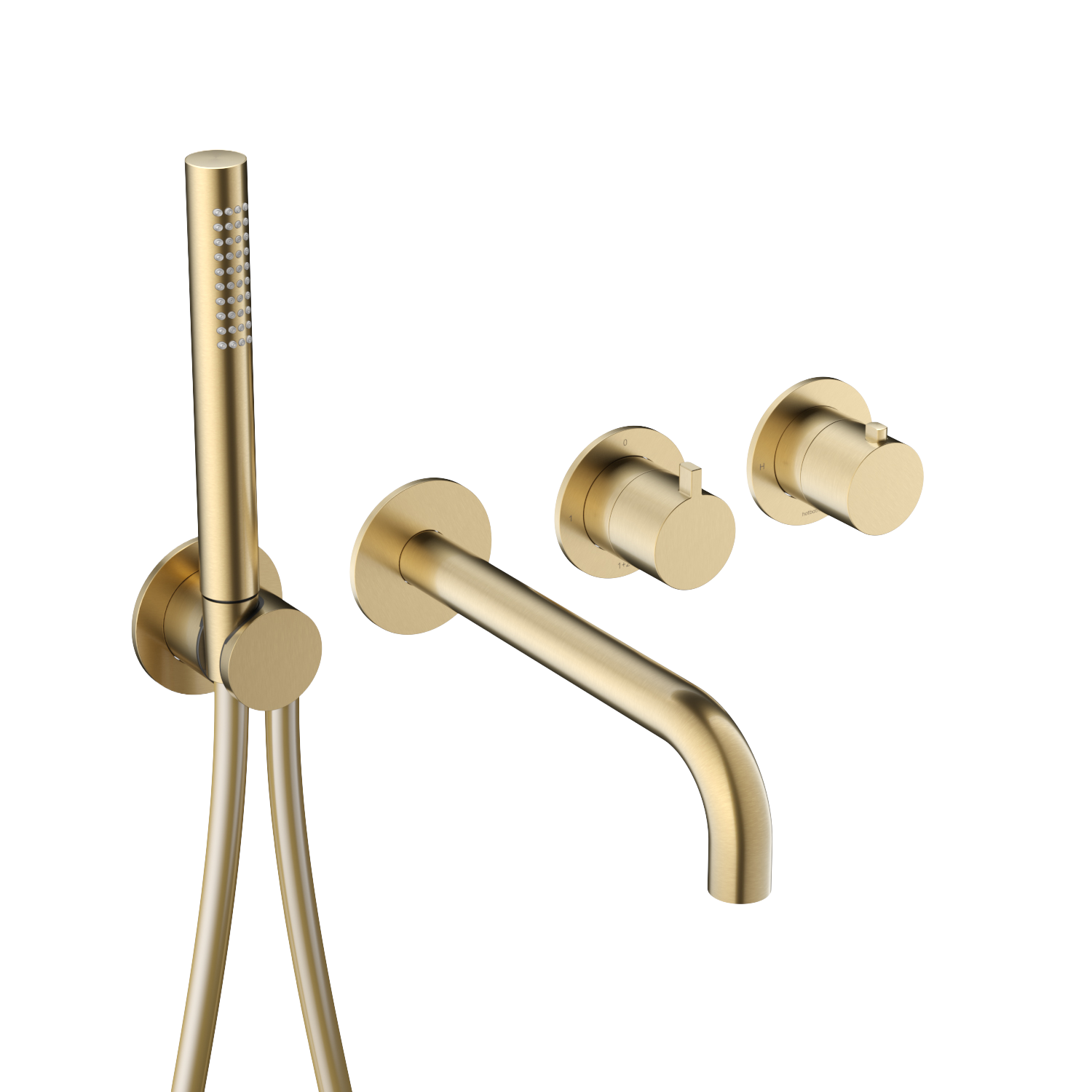 Hotbath Ace afbouwdeel inbouw bad thermostaat m. 2-weg stop-omstel m. uitloop en handd. AC072EXTBBP Geborsteld messing PVD