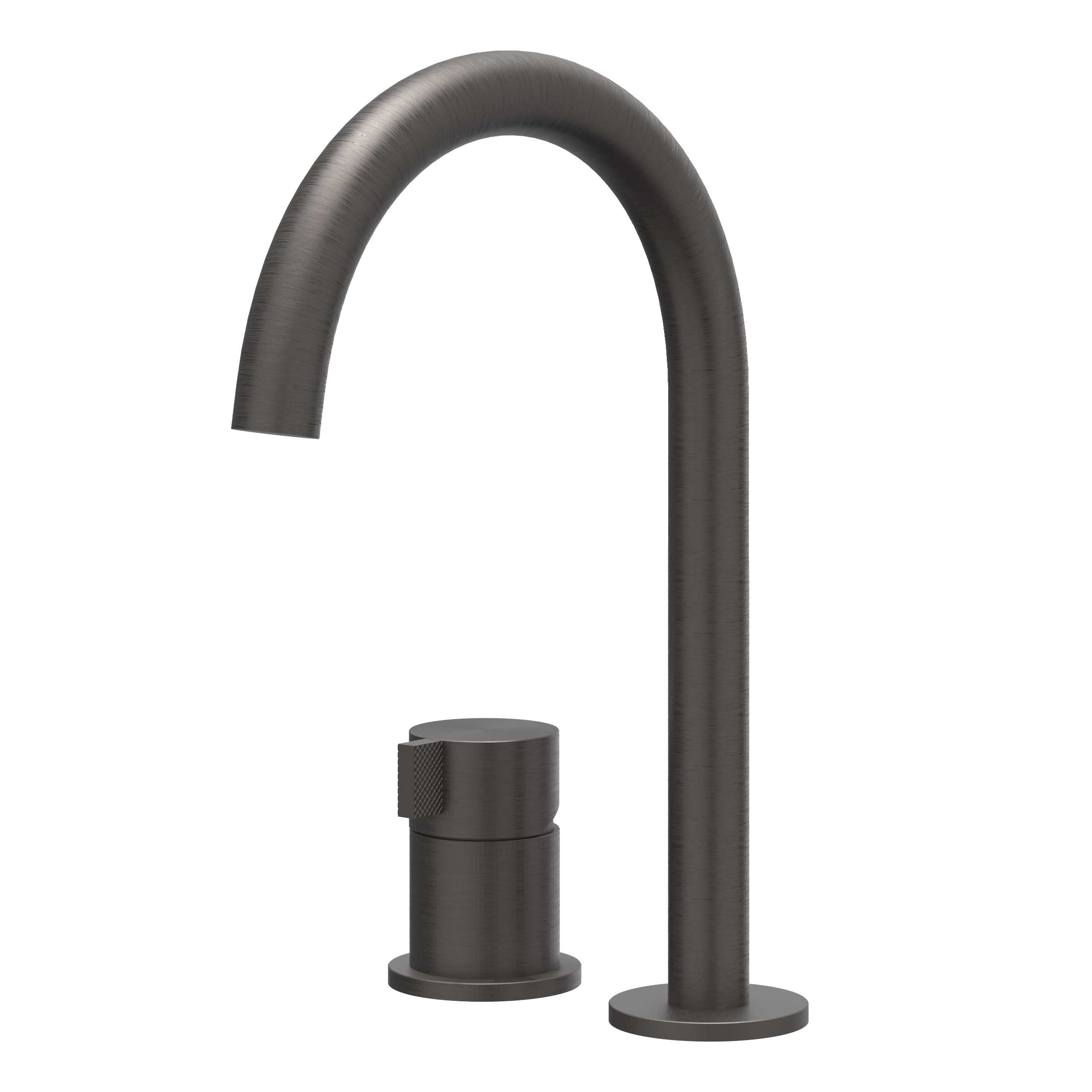 IVY Tribe Wastafelmengkraan 2-gats bladmontage met uitloop coldstart 6100514 RVS316 gebr. carbon black PVD