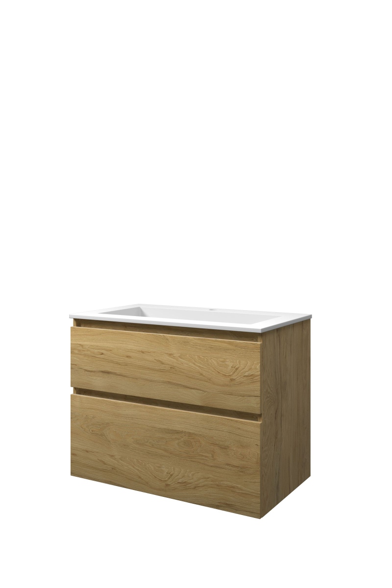 Proline set polystone Elegant wast. met 1 krgt. en onderk. a-sym. 1816372 Ideal oak/Mat wit H620xB800xD460